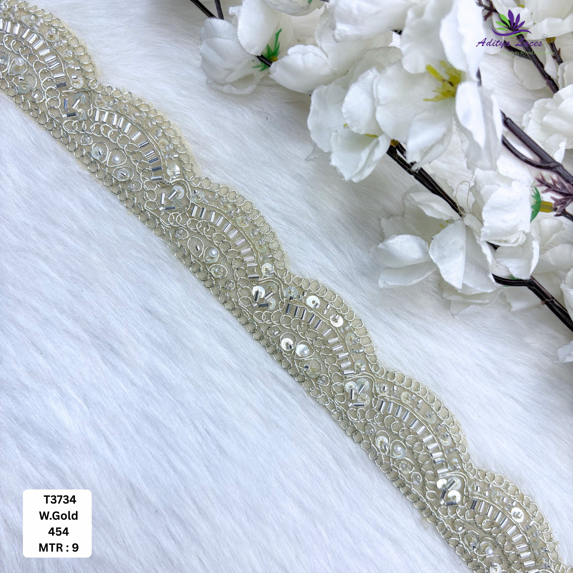 Elegant Beads Lace Trim for Saree Blouse
