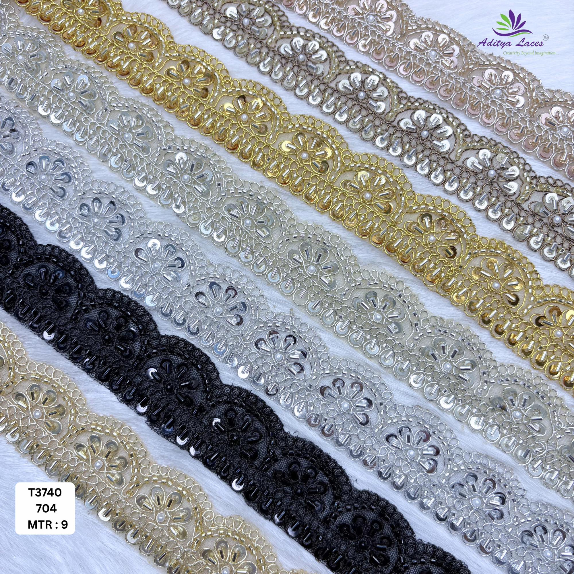 Luxury Decorative Pearl Lace Trim for Ethnic Dresses