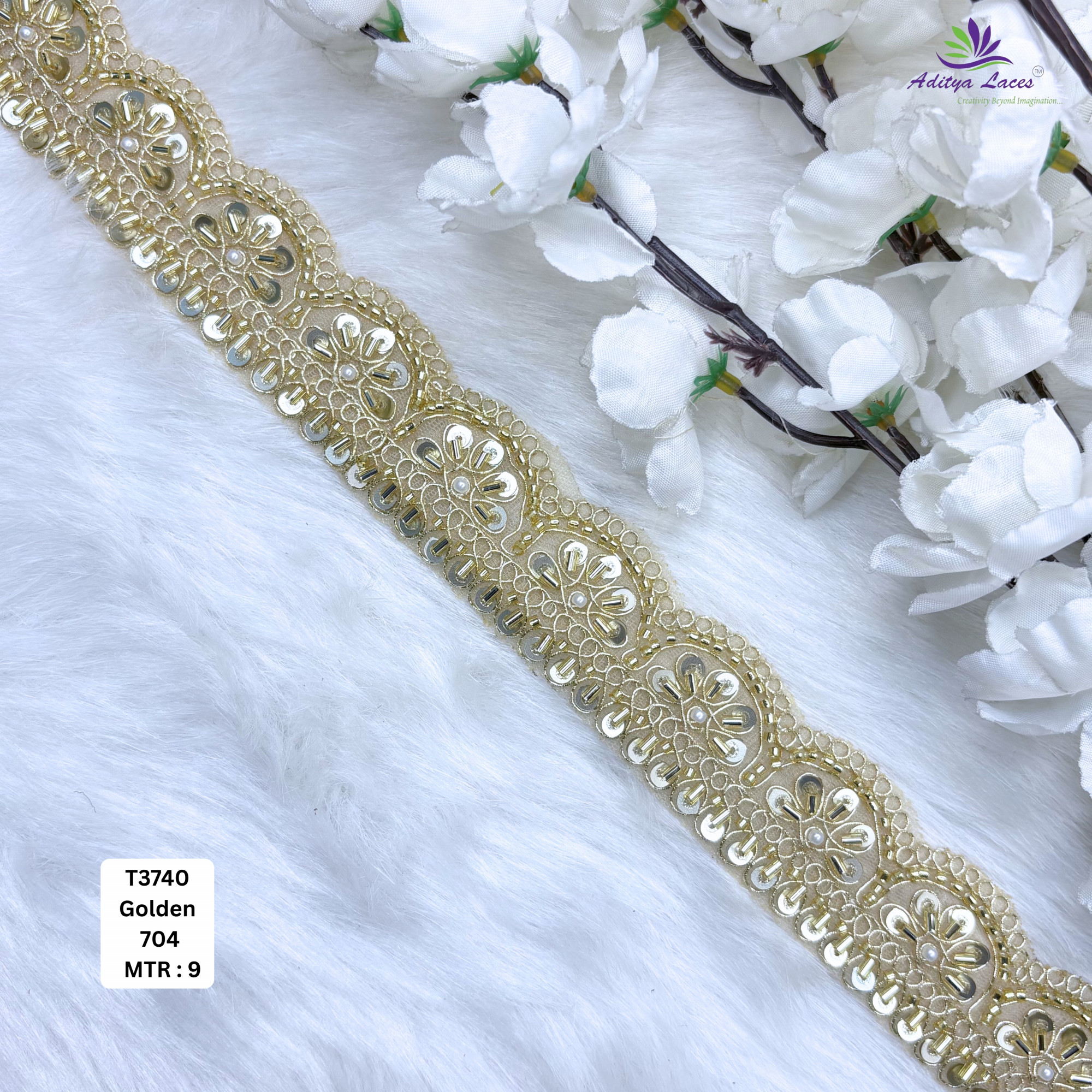 Luxury Decorative Pearl Lace Trim for Ethnic Dresses