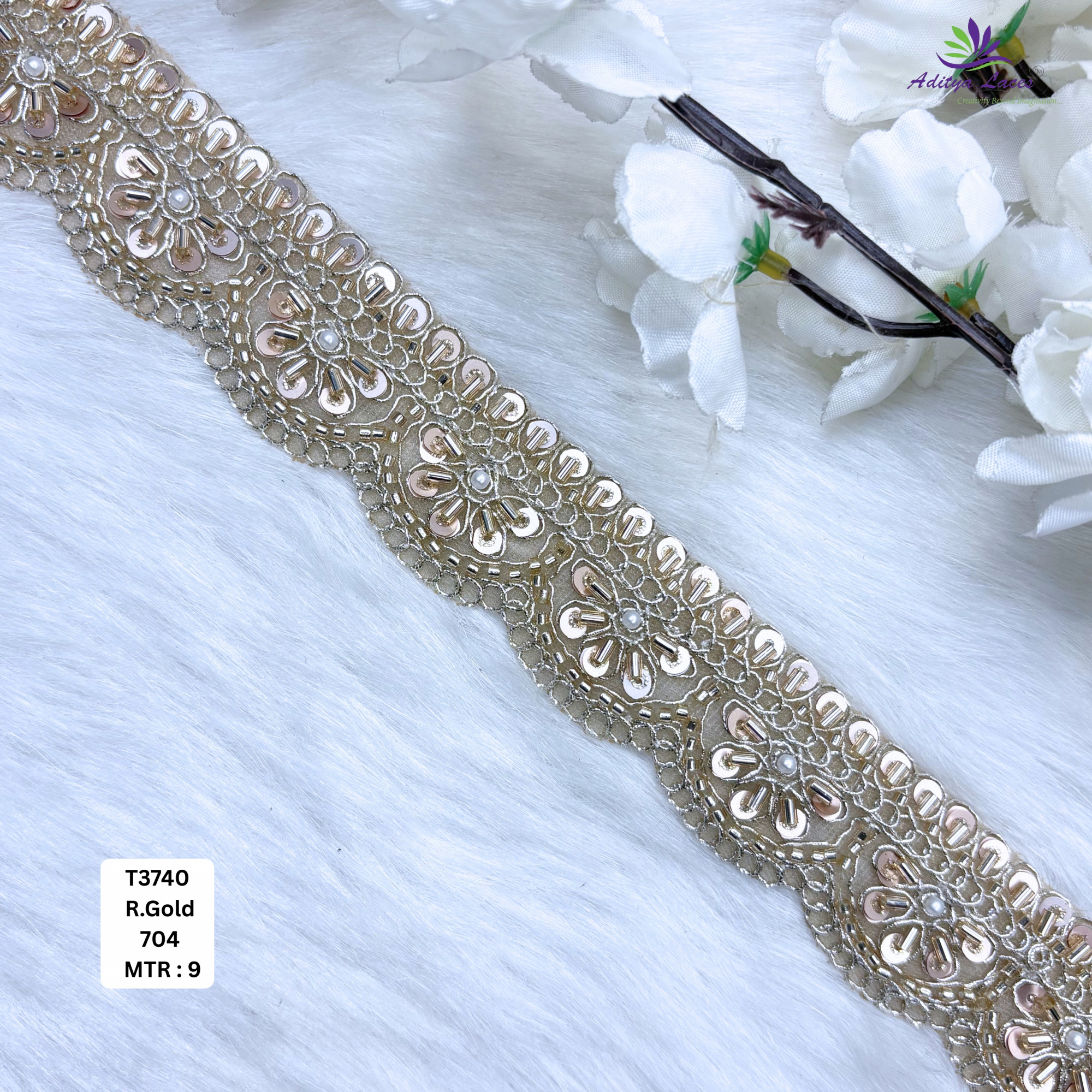 Luxury Decorative Pearl Lace Trim for Ethnic Dresses