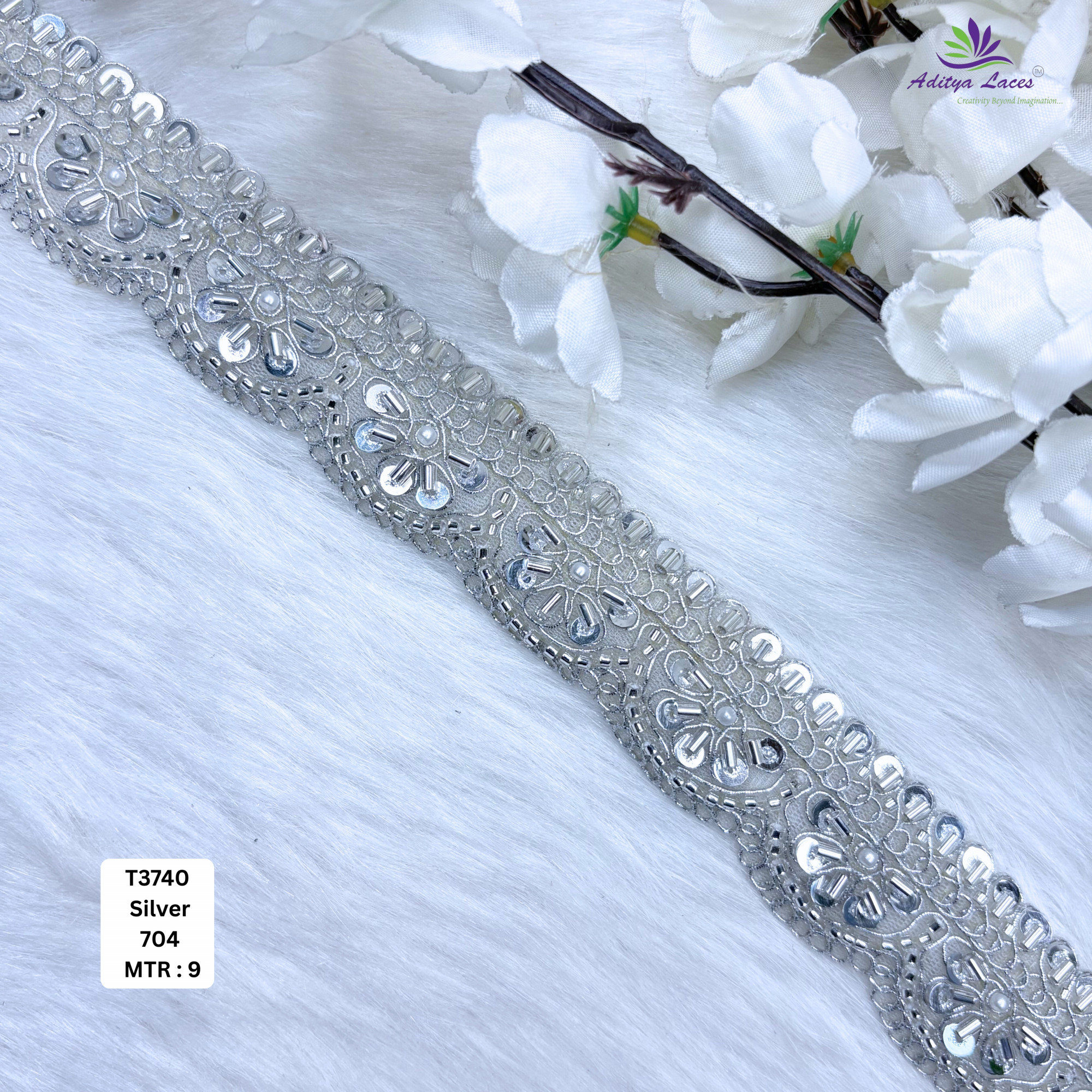 Luxury Decorative Pearl Lace Trim for Ethnic Dresses