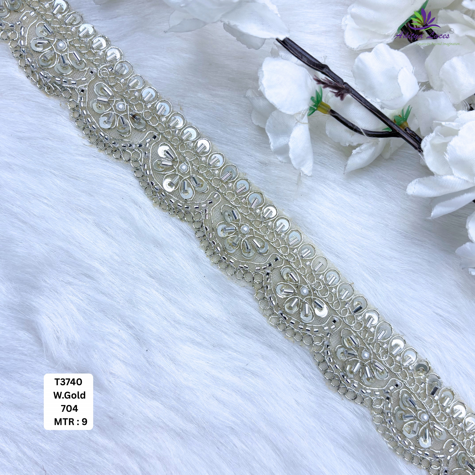 Luxury Decorative Pearl Lace Trim for Ethnic Dresses