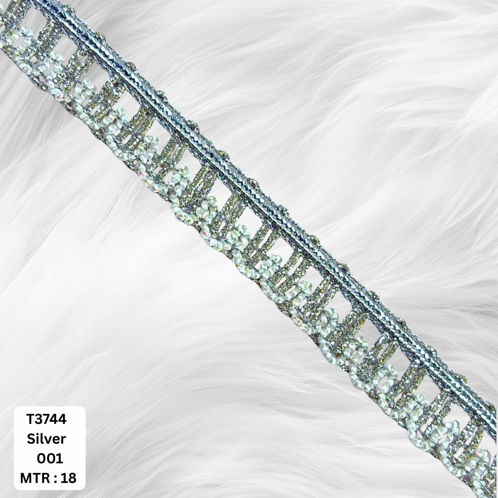 Designer Silver Embroidery Lace Trim for Saree Garments