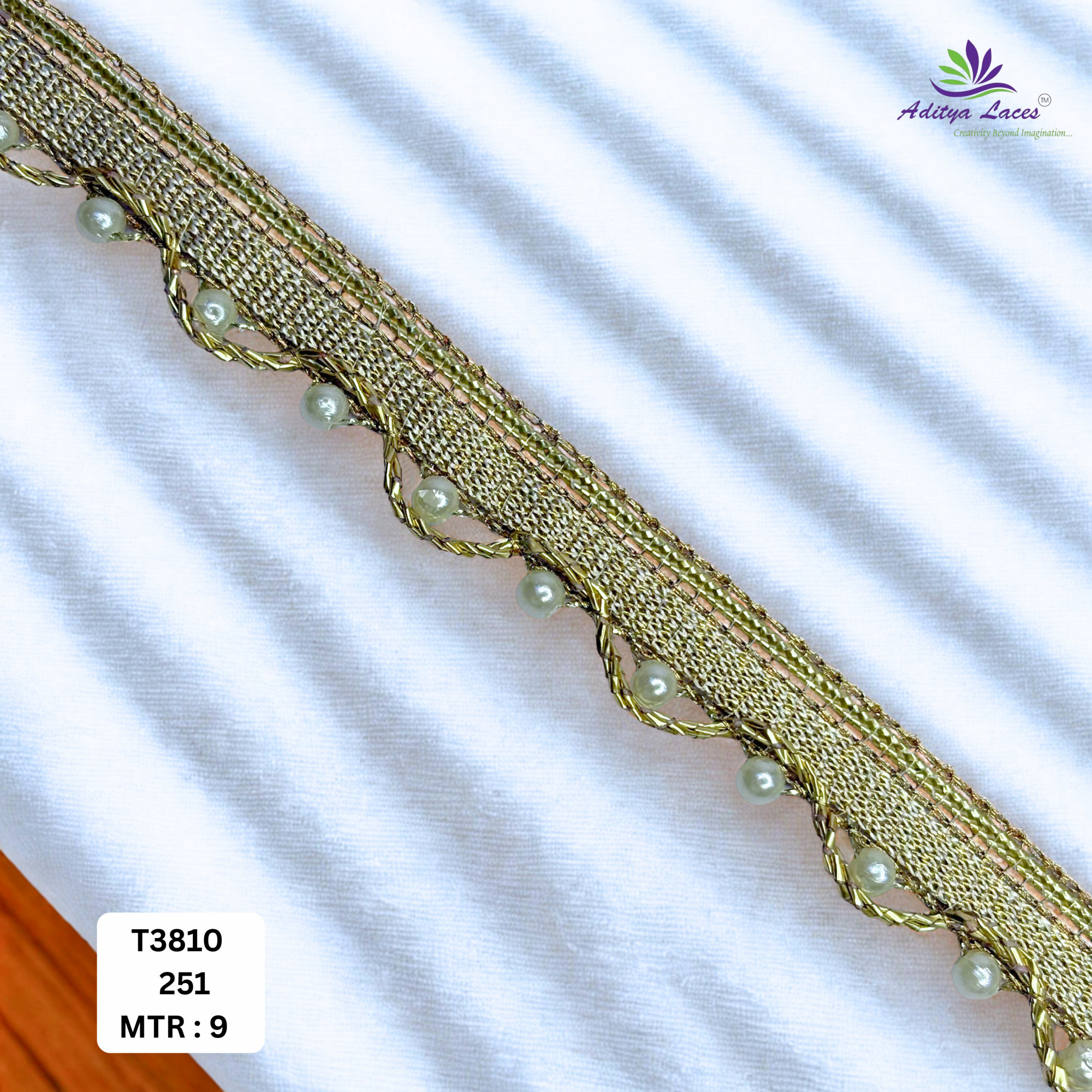 Decorative Gold Pearl Moti Lace Trim