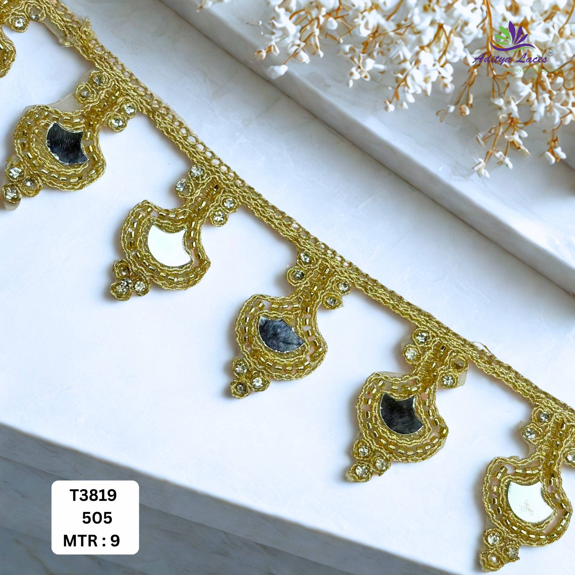 Classic Beads Lace Trim for Kurti Dupatta