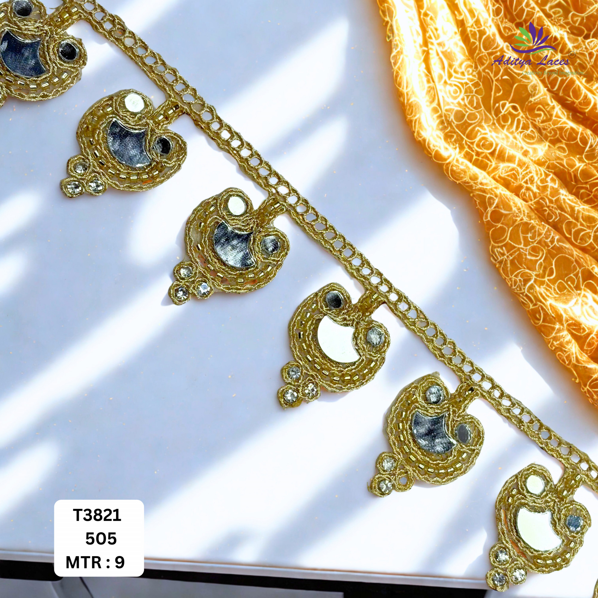Ethnic Decorative Stone Work Lace for Fashion Accessories