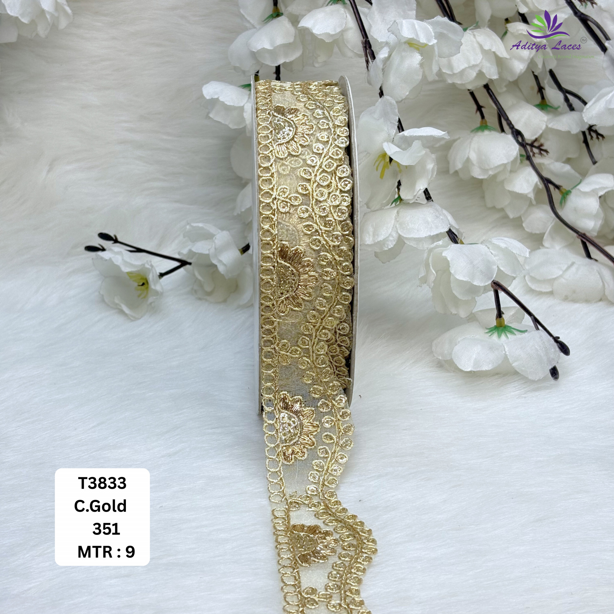 Luxury Tissue Lace Border with Sequins Work for Saree Bridal Wear