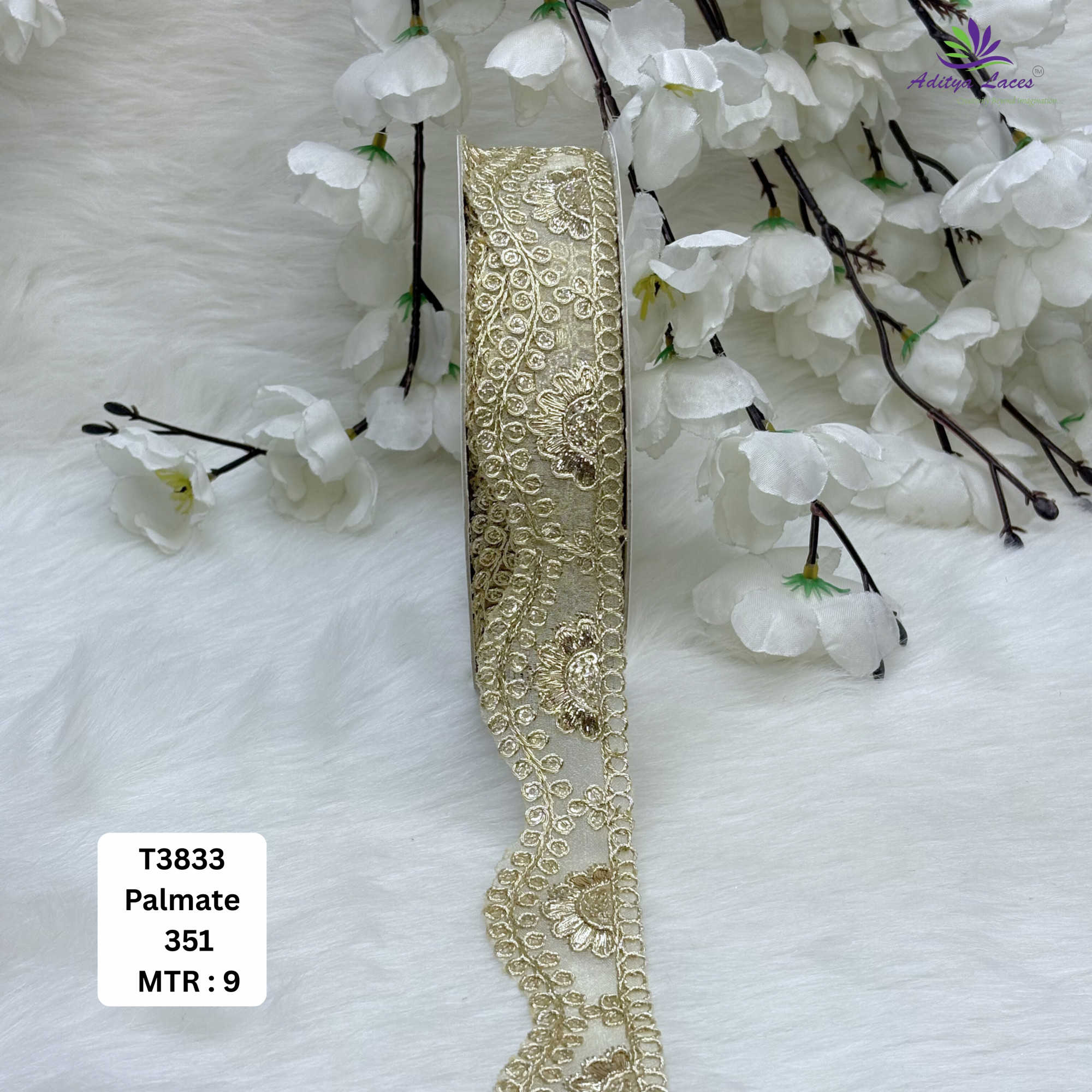 Luxury Tissue Lace Border with Sequins Work for Saree Bridal Wear