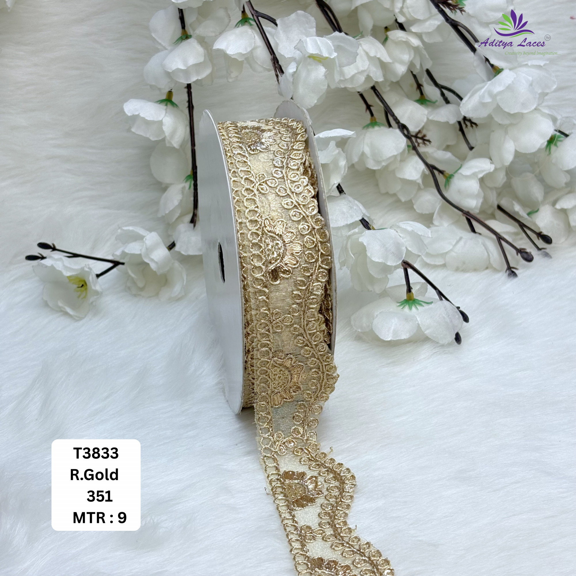 Luxury Tissue Lace Border with Sequins Work for Saree Bridal Wear