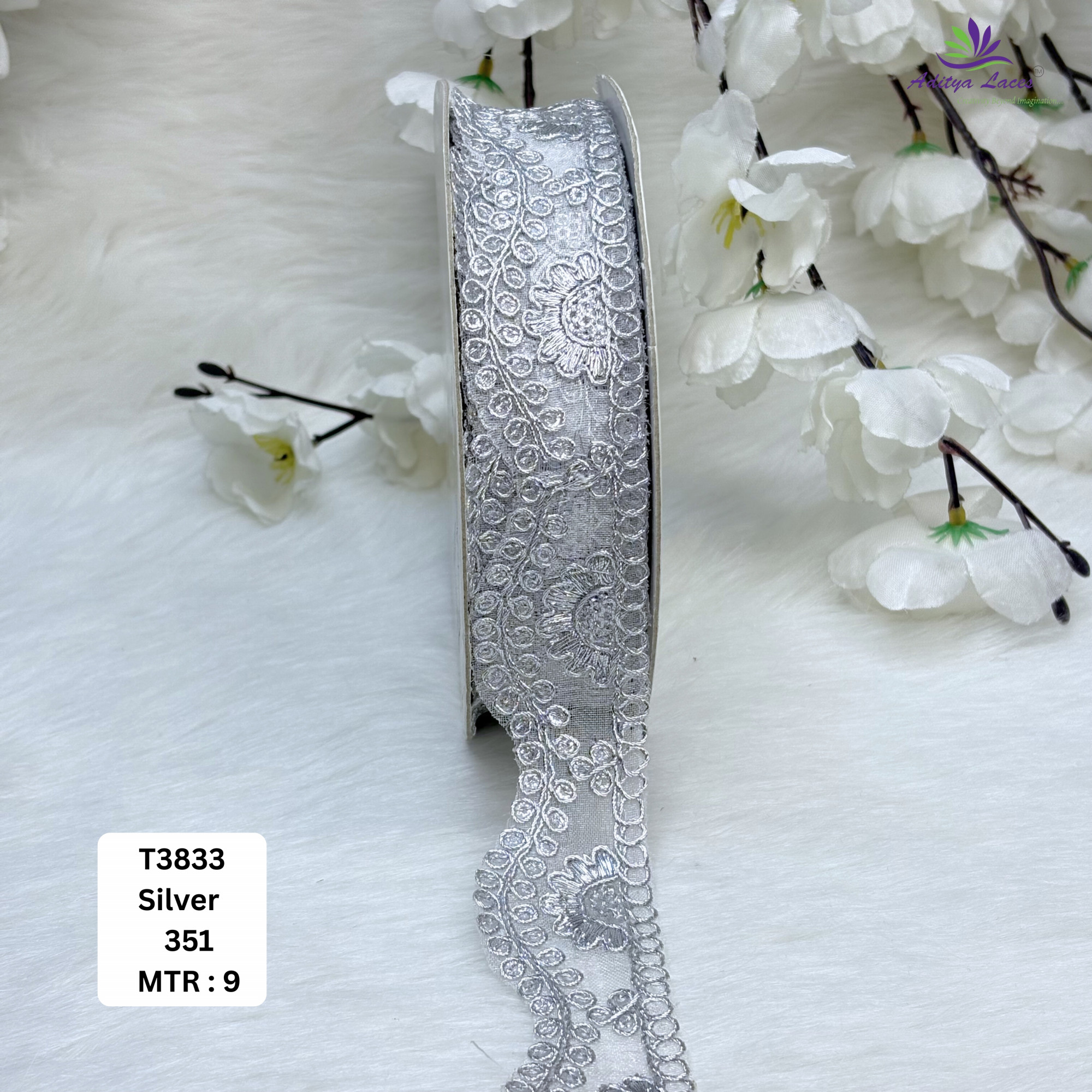 Luxury Tissue Lace Border with Sequins Work for Saree Bridal Wear