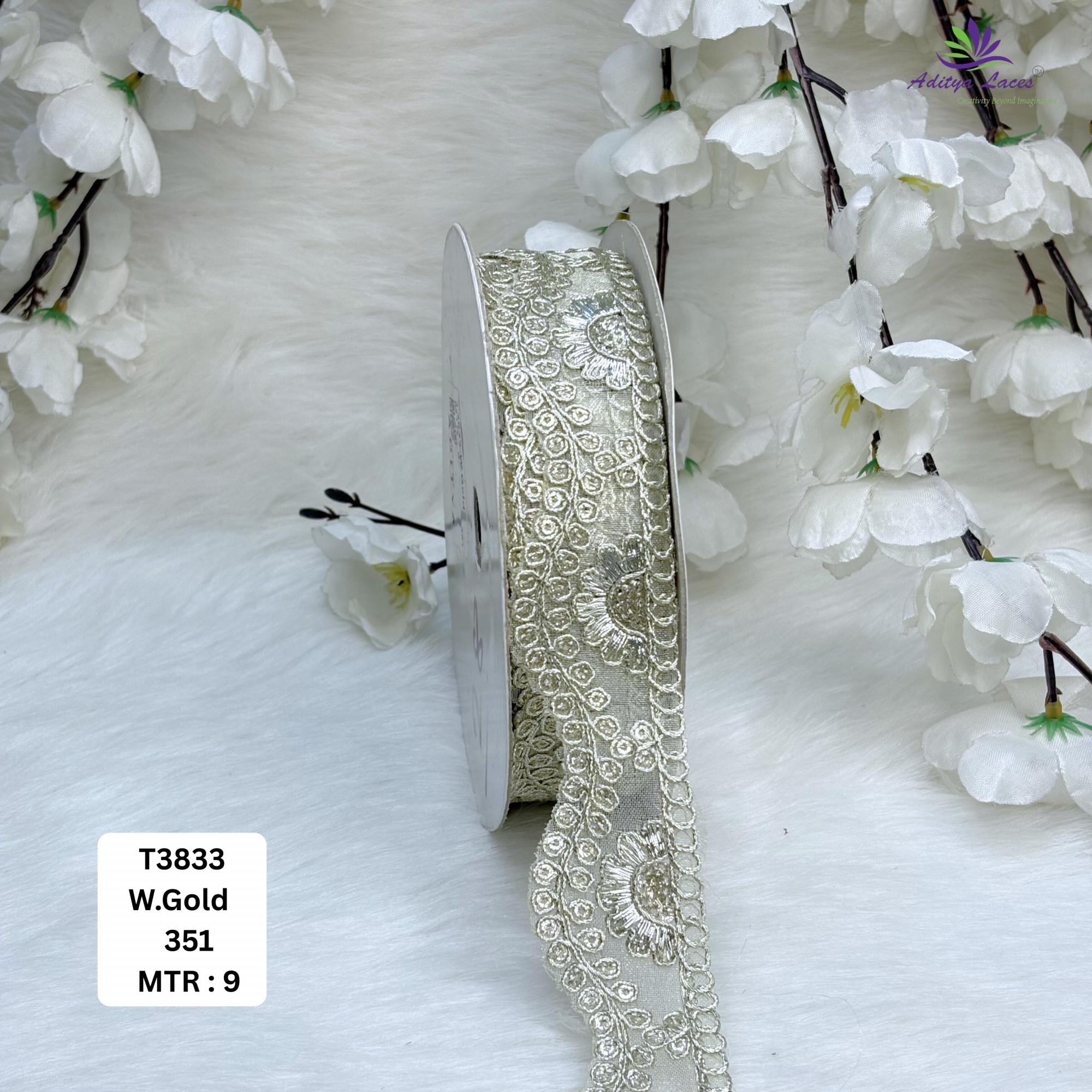 Luxury Tissue Lace Border with Sequins Work for Saree Bridal Wear