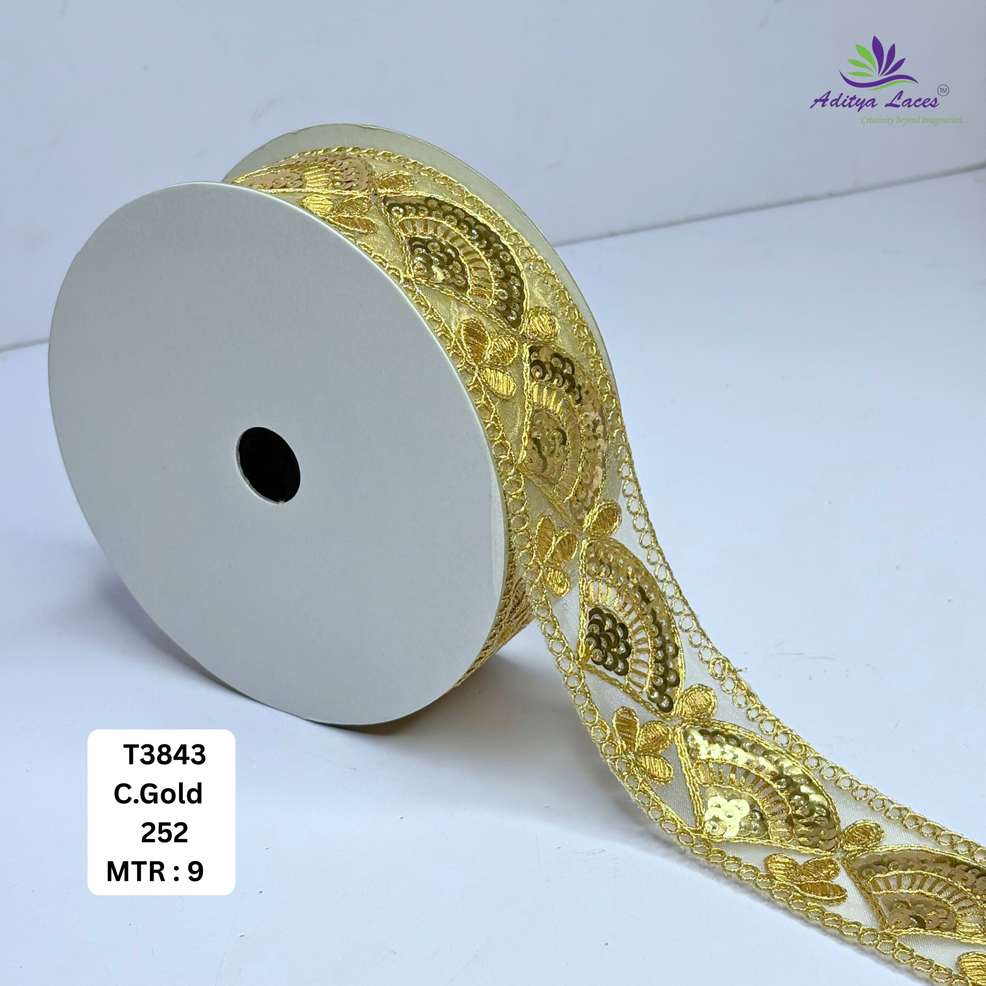 Ethnic Tissue Lace Border with Sequins Work for Saree Bridal Wear