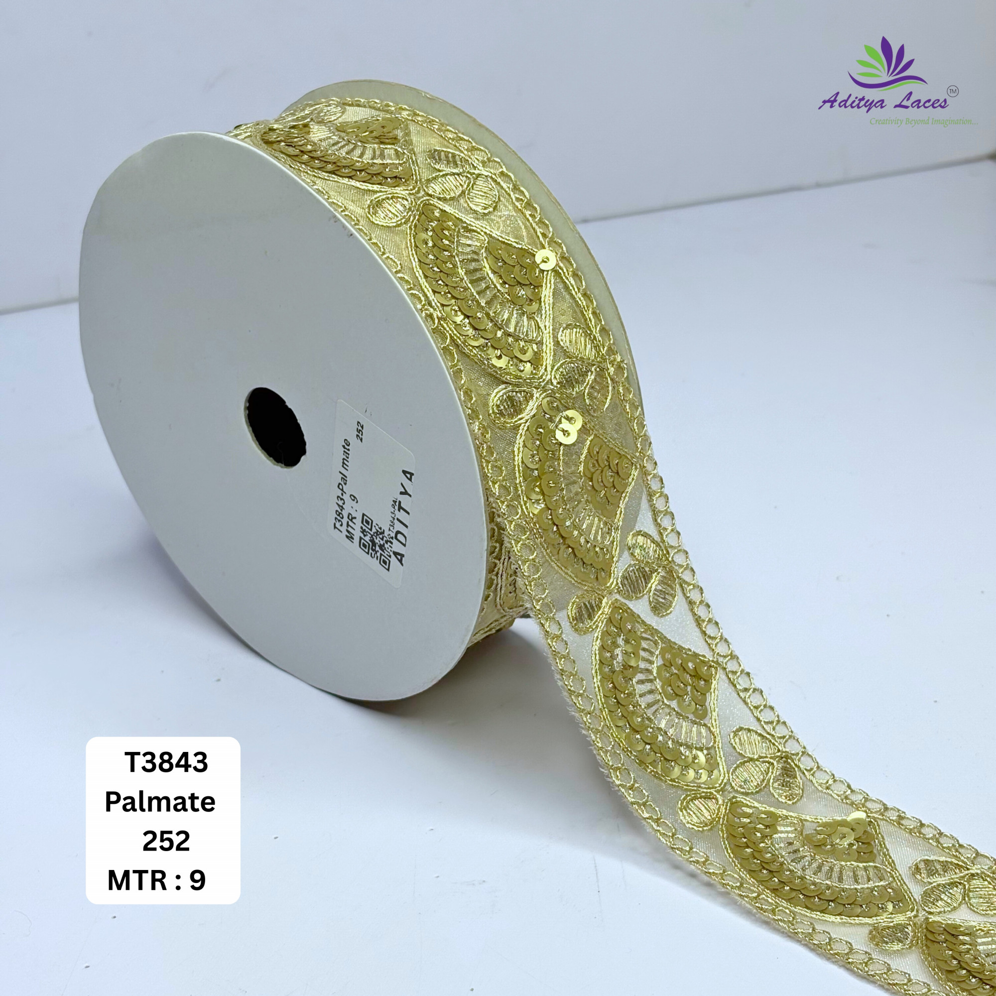 Ethnic Tissue Lace Border with Sequins Work for Saree Bridal Wear