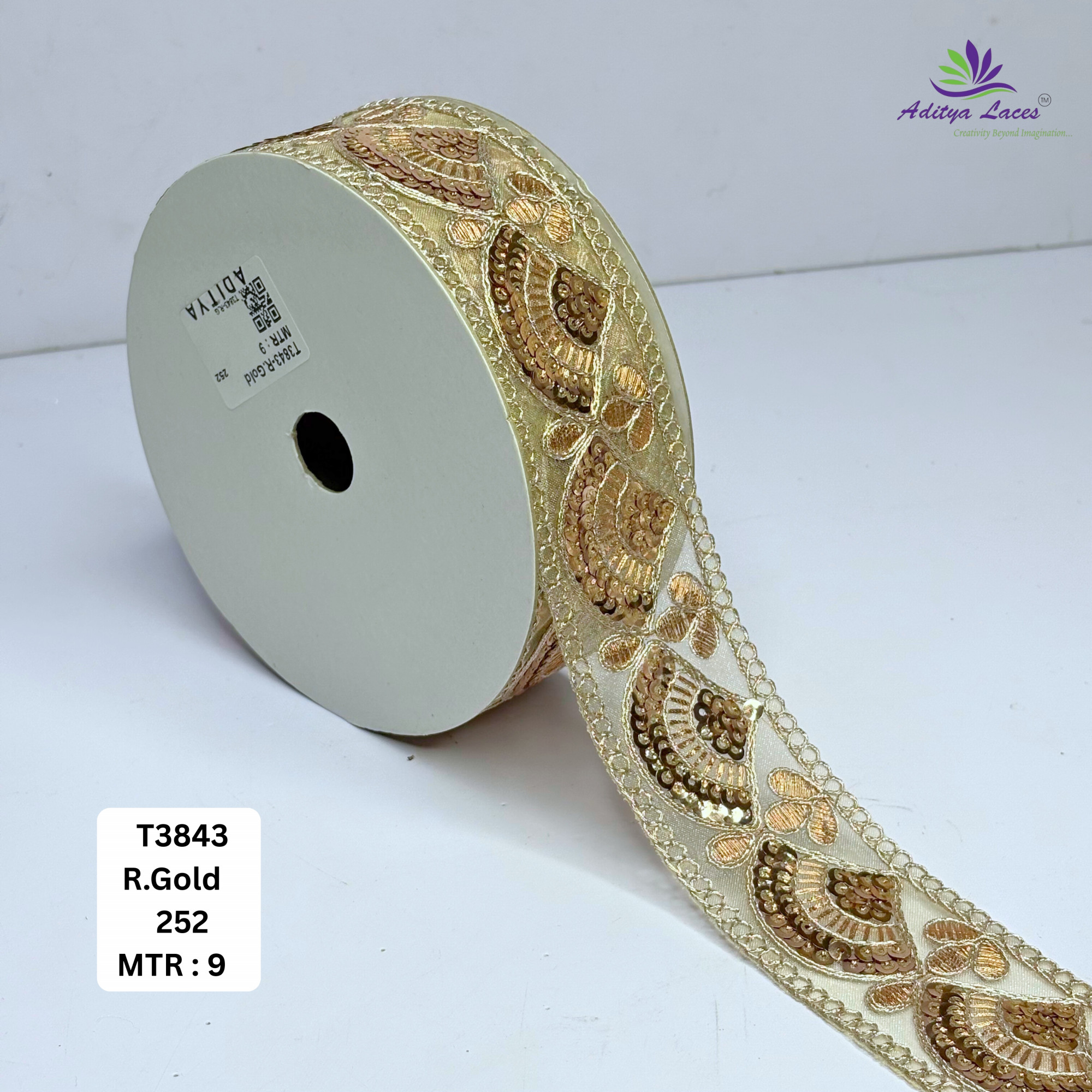 Ethnic Tissue Lace Border with Sequins Work for Saree Bridal Wear