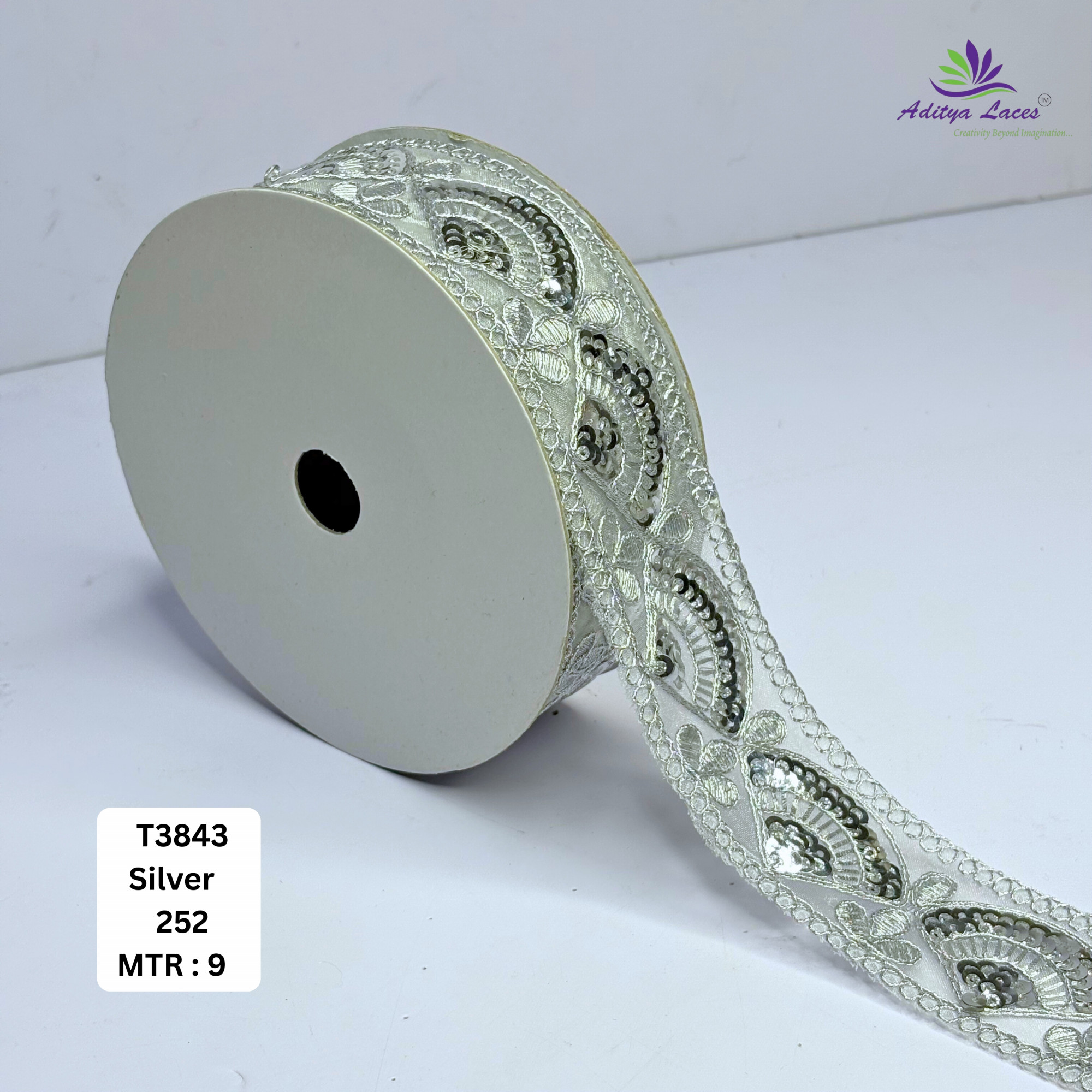 Ethnic Tissue Lace Border with Sequins Work for Saree Bridal Wear