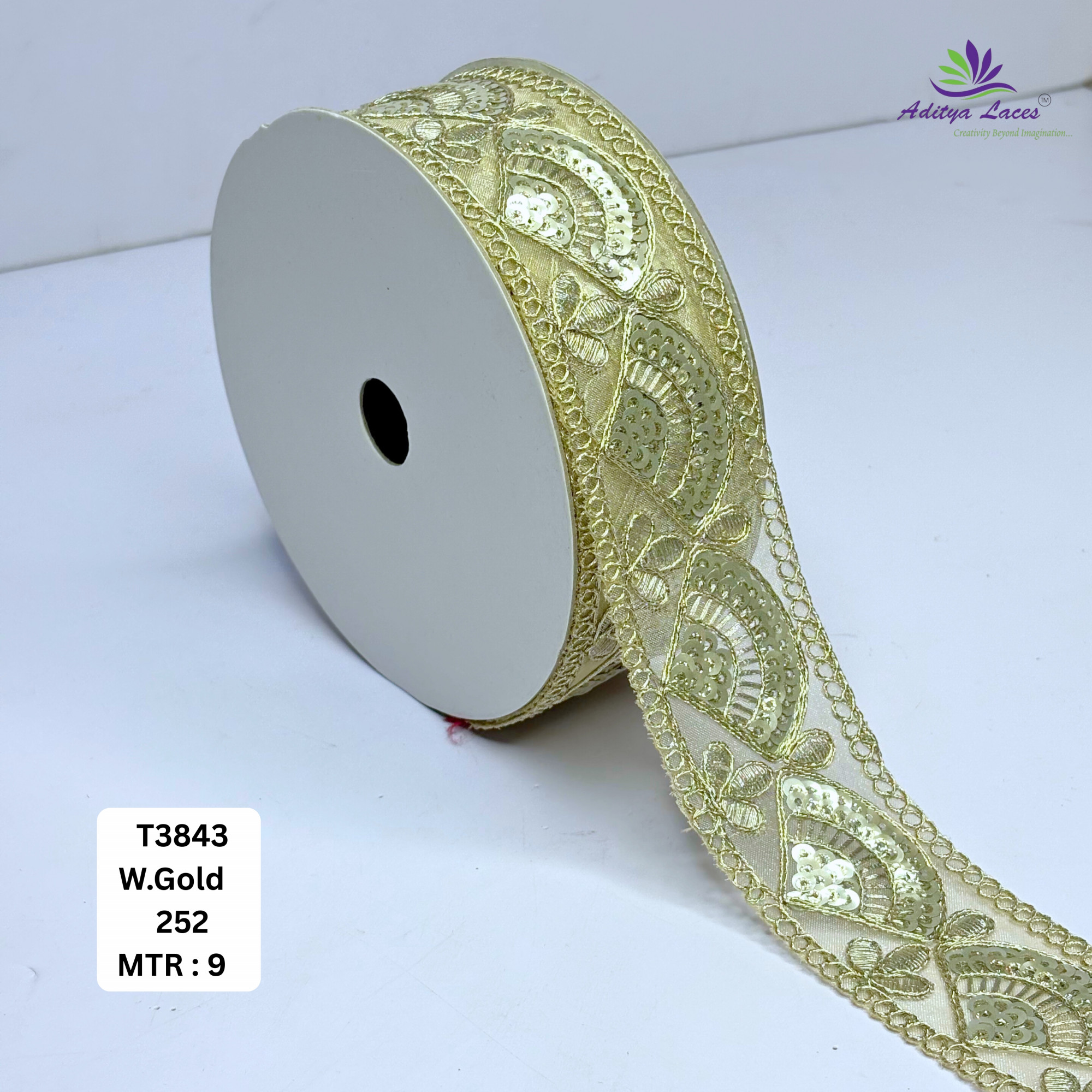 Ethnic Tissue Lace Border with Sequins Work for Saree Bridal Wear