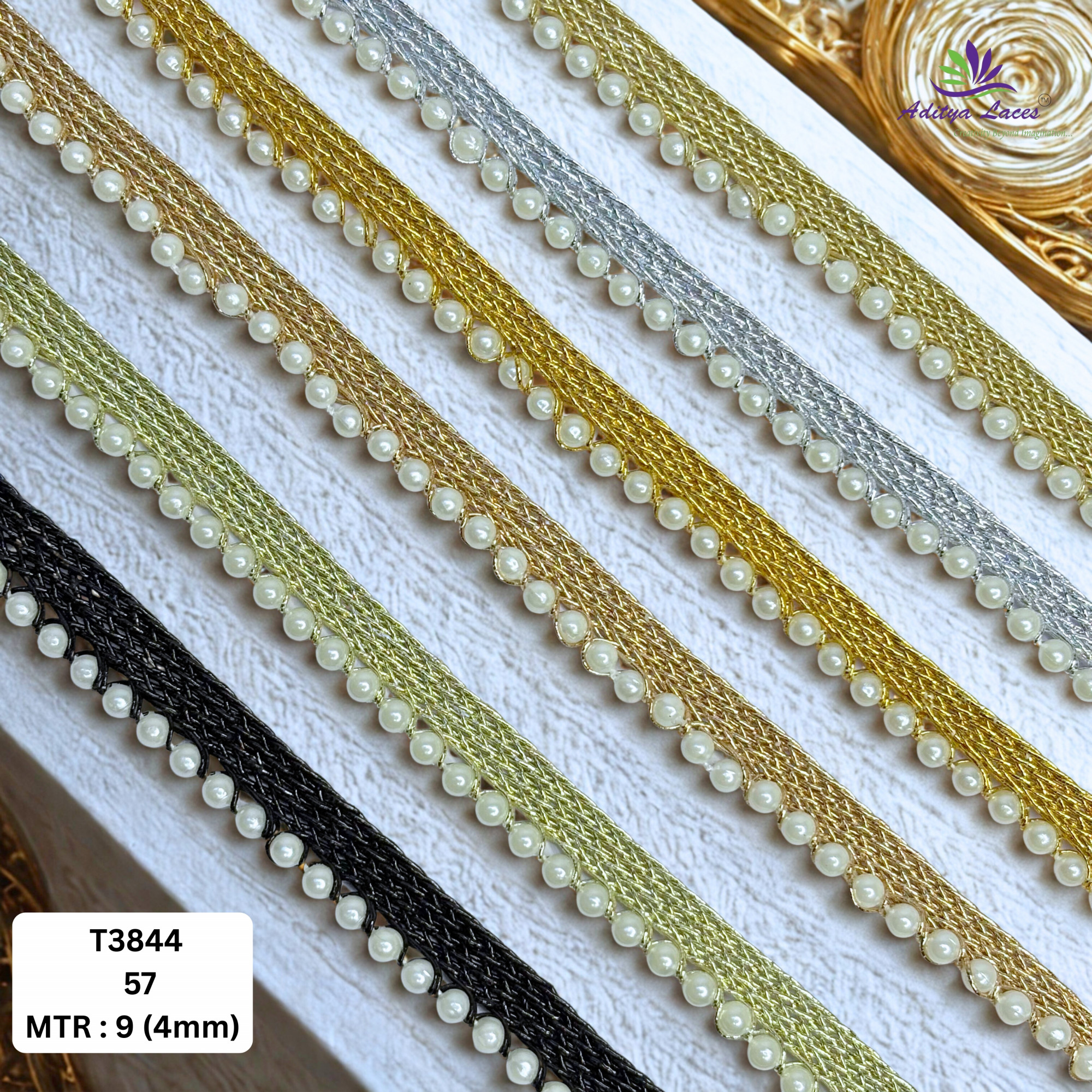Traditional Gold Pearl Moti Lace Trim
