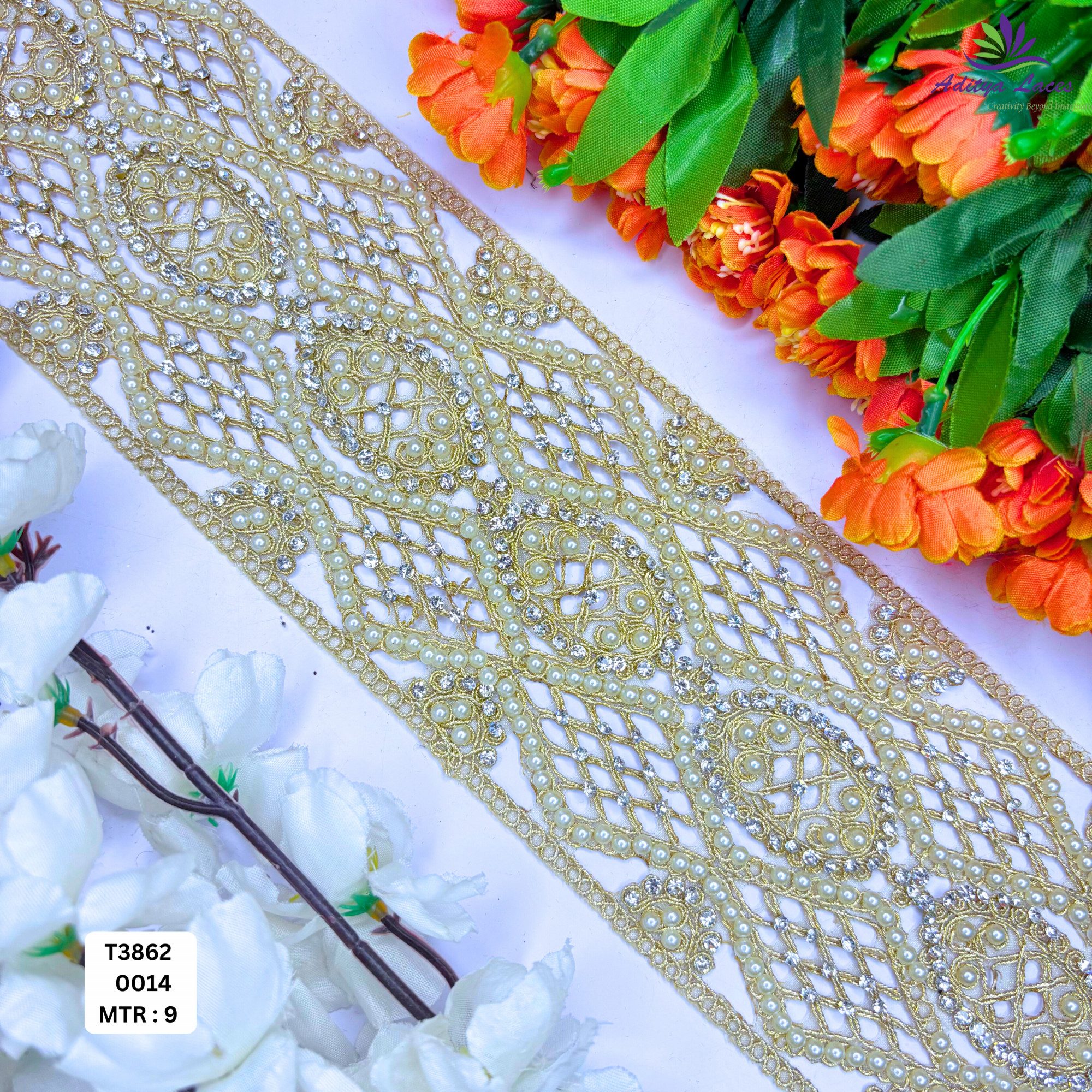 Fancy Tissue Handwork Lace Border for Saree Bridal Ethnic Wear