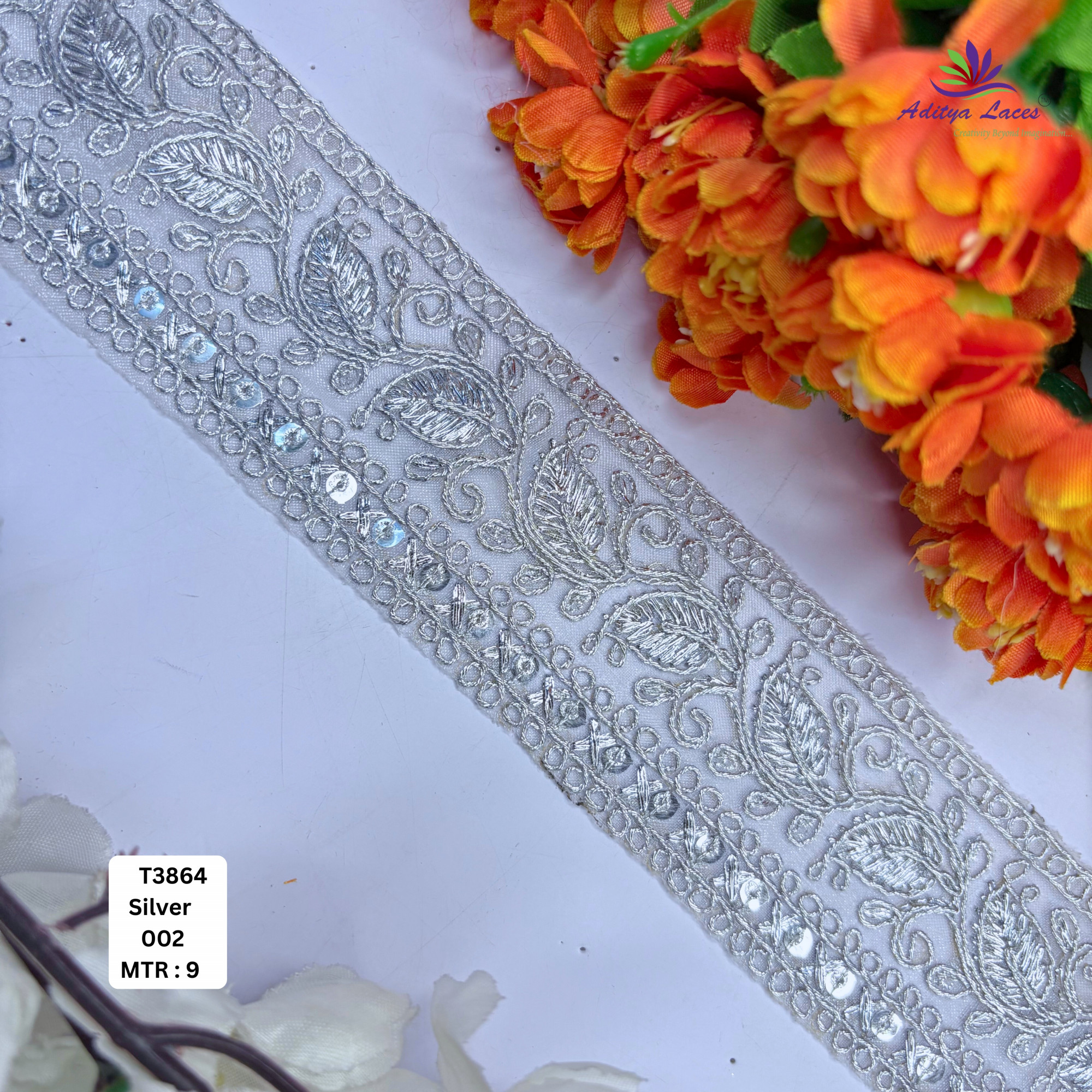 Classic Tissue Lace Border with Sequins Work for Saree Bridal Wear