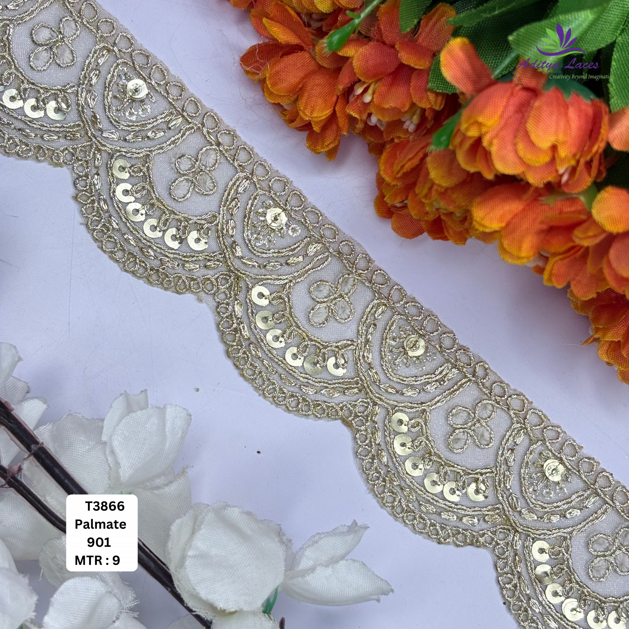 Metallic Tissue Handwork Embroidery Lace Trim Designer Saree Border Bridal Decorative Lace Wholesale Supplier