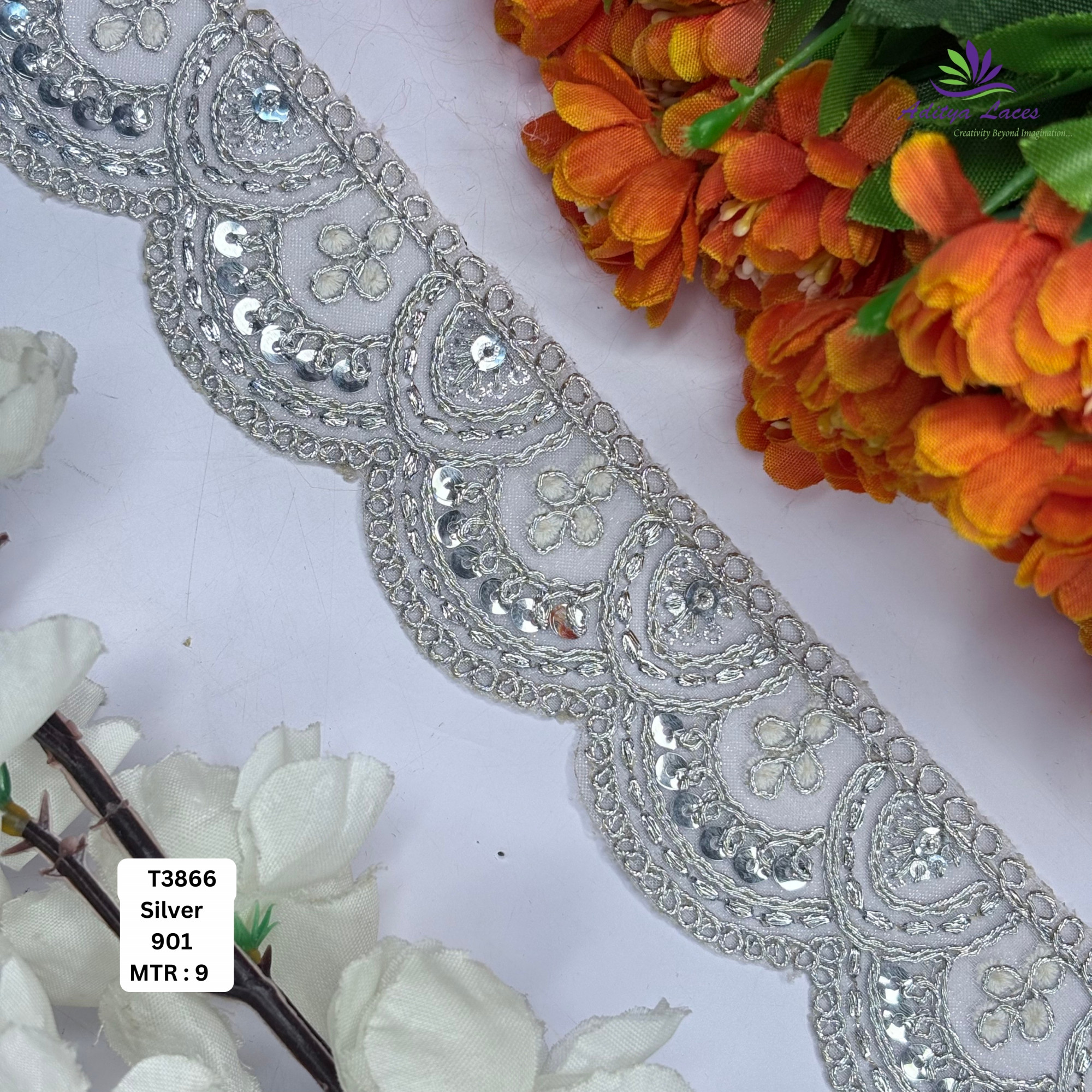 Metallic Tissue Handwork Embroidery Lace Trim Designer Saree Border Bridal Decorative Lace Wholesale Supplier