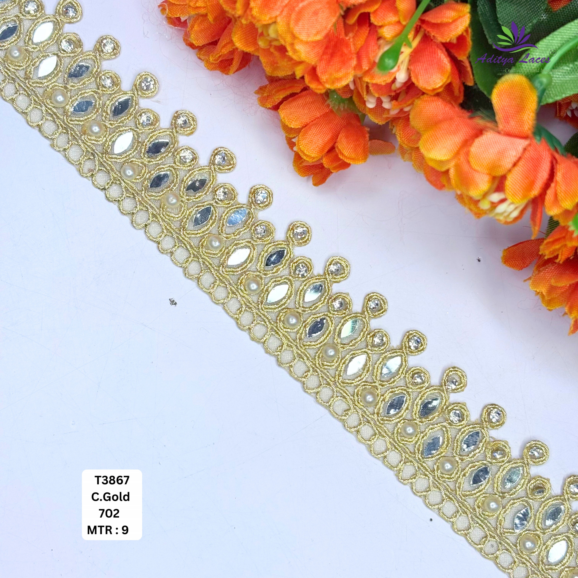 Elegant Tissue Handwork Lace Border for Saree Bridal Ethnic Wear