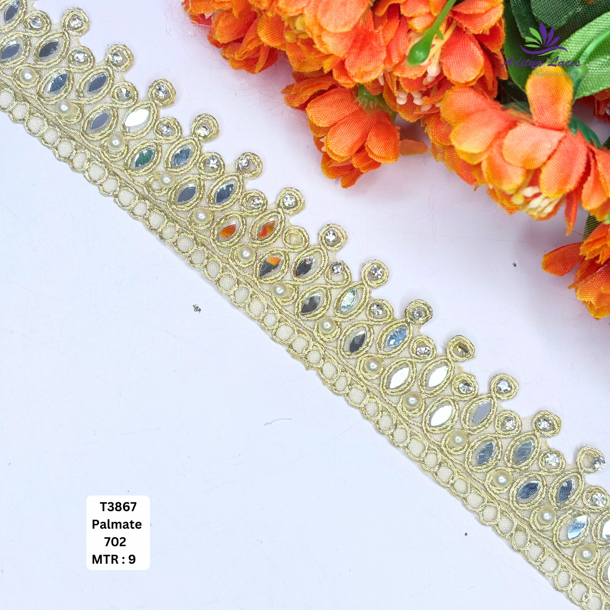 Elegant Tissue Handwork Lace Border for Saree Bridal Ethnic Wear