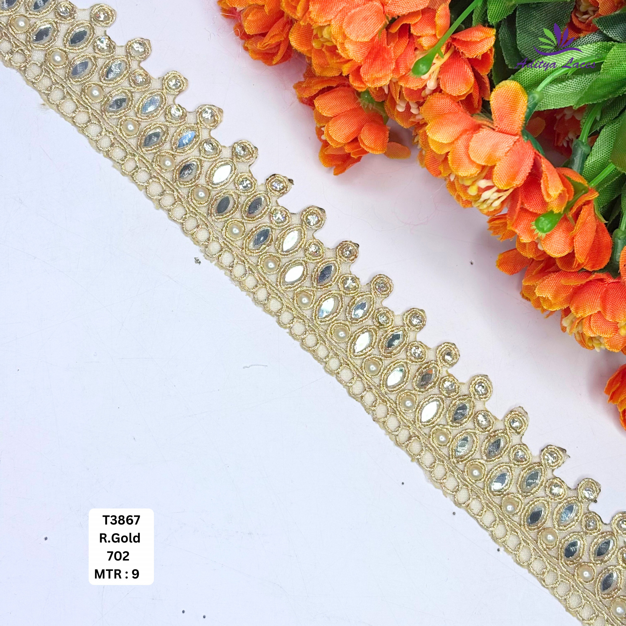Elegant Tissue Handwork Lace Border for Saree Bridal Ethnic Wear