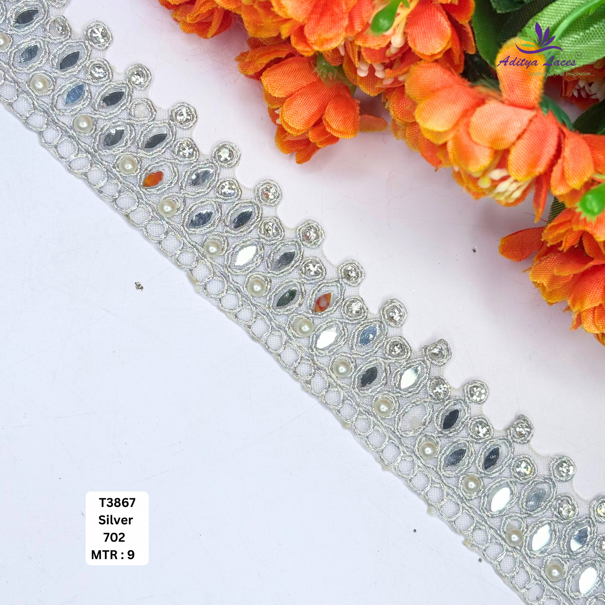 Elegant Tissue Handwork Lace Border for Saree Bridal Ethnic Wear