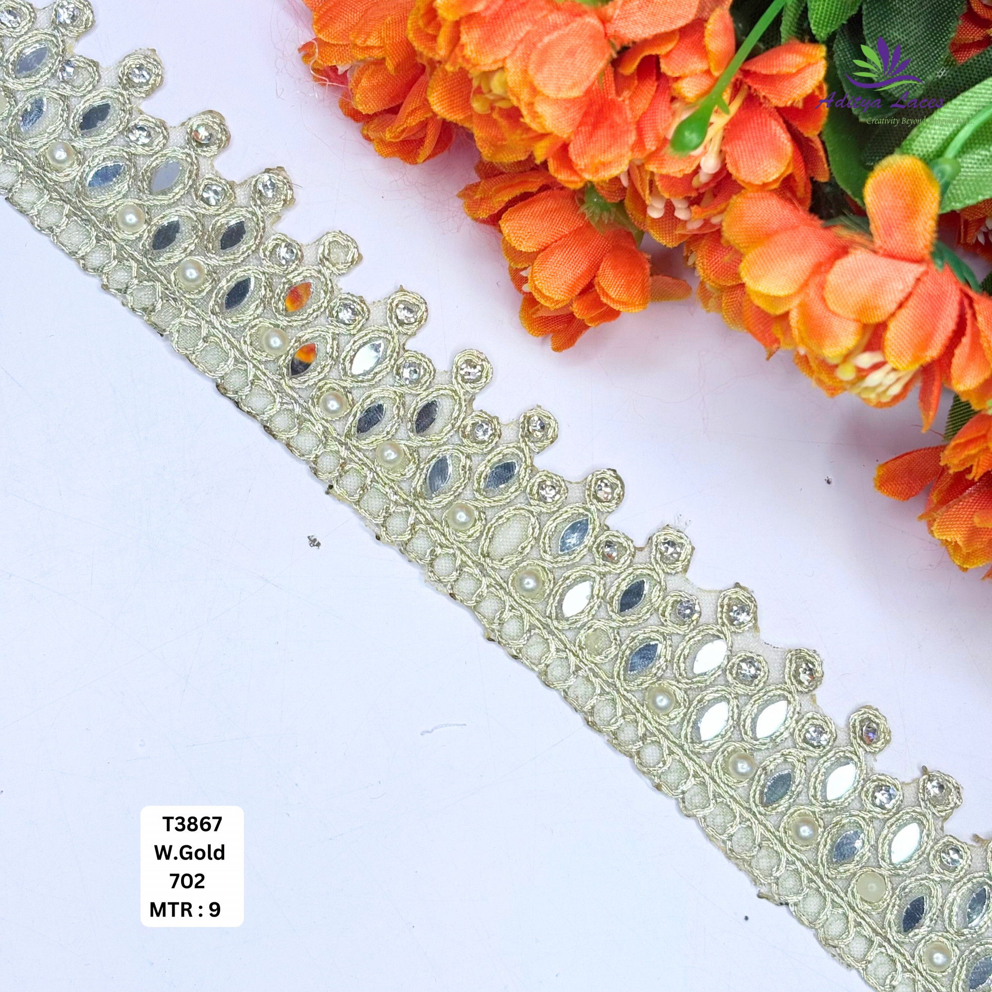 Elegant Tissue Handwork Lace Border for Saree Bridal Ethnic Wear
