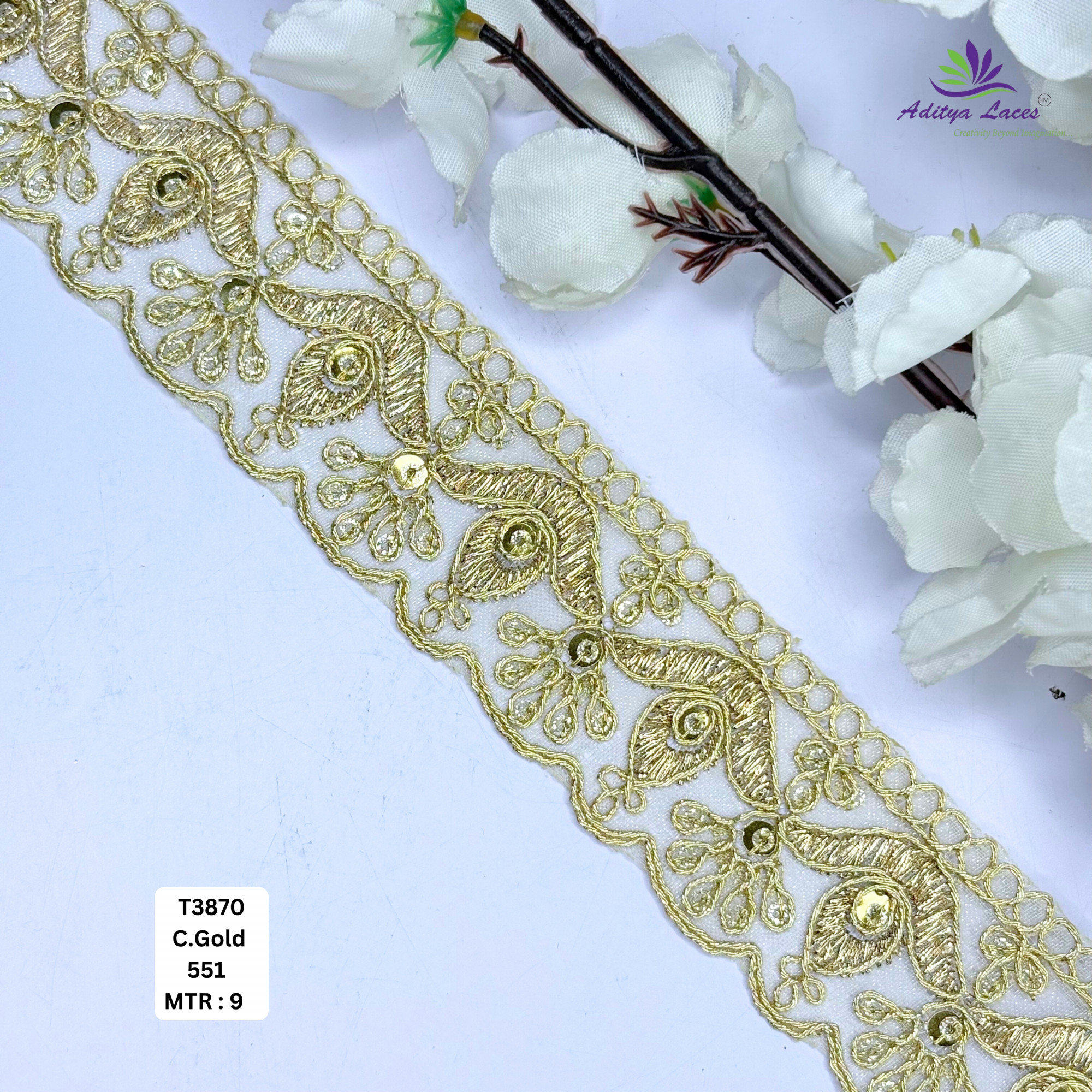 Designer Tissue Lace Border with Sequins Work for Saree Bridal Wear