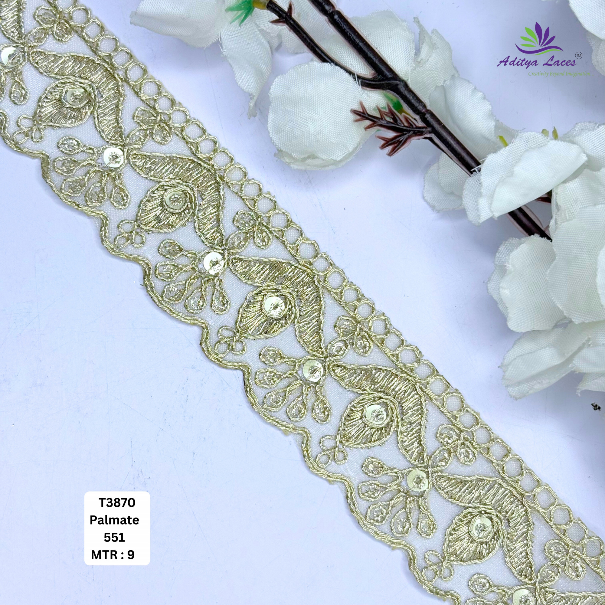 Designer Tissue Lace Border with Sequins Work for Saree Bridal Wear