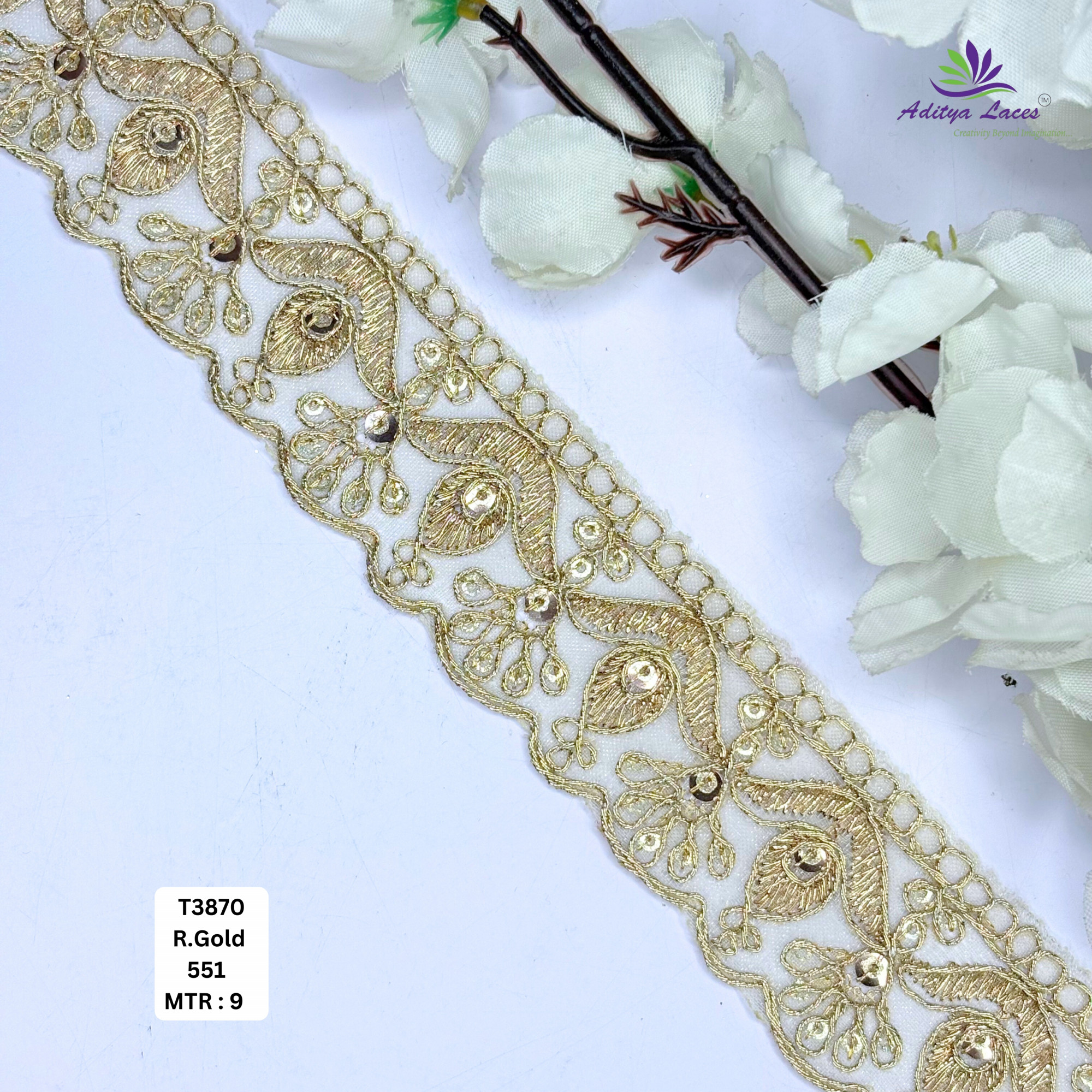 Designer Tissue Lace Border with Sequins Work for Saree Bridal Wear