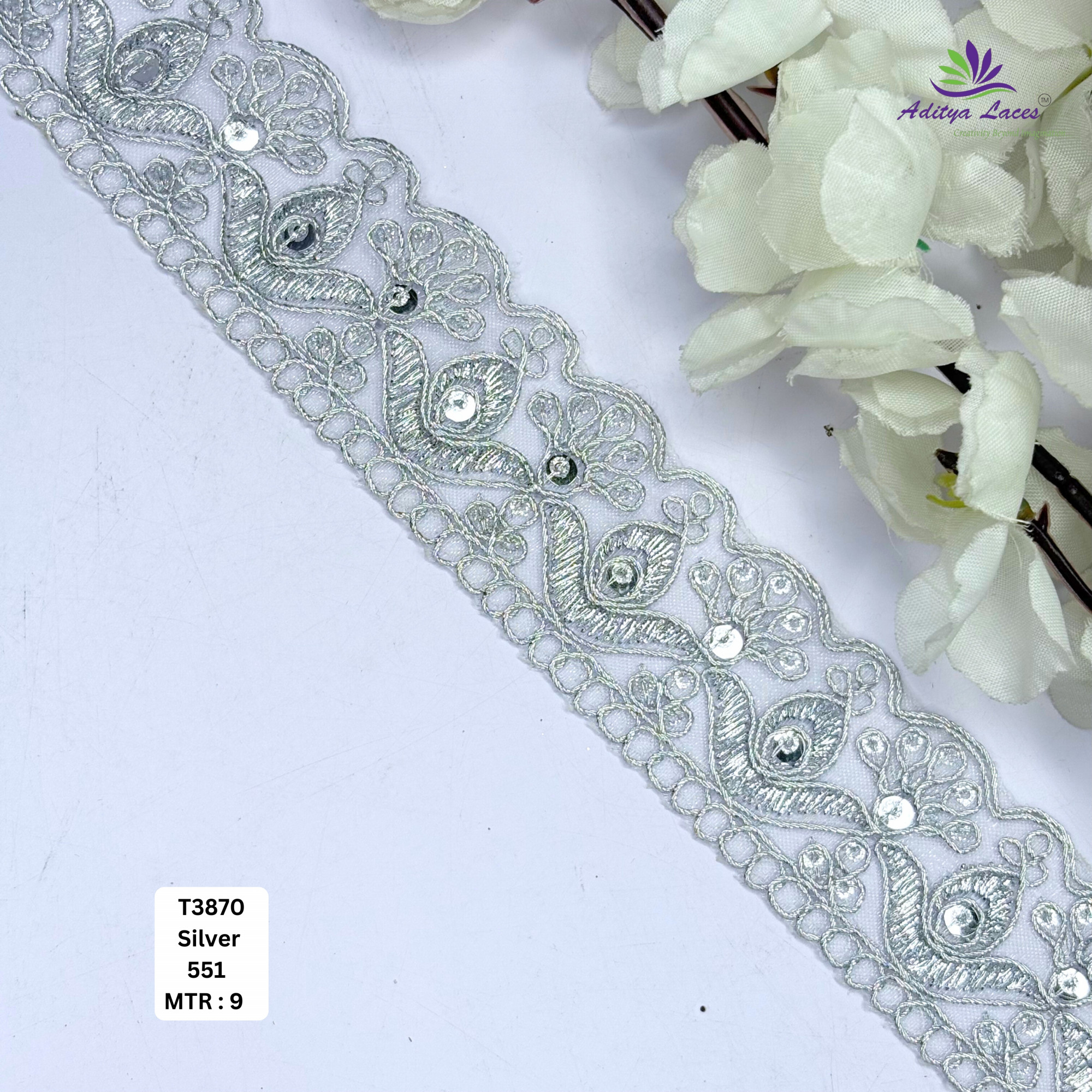 Designer Tissue Lace Border with Sequins Work for Saree Bridal Wear