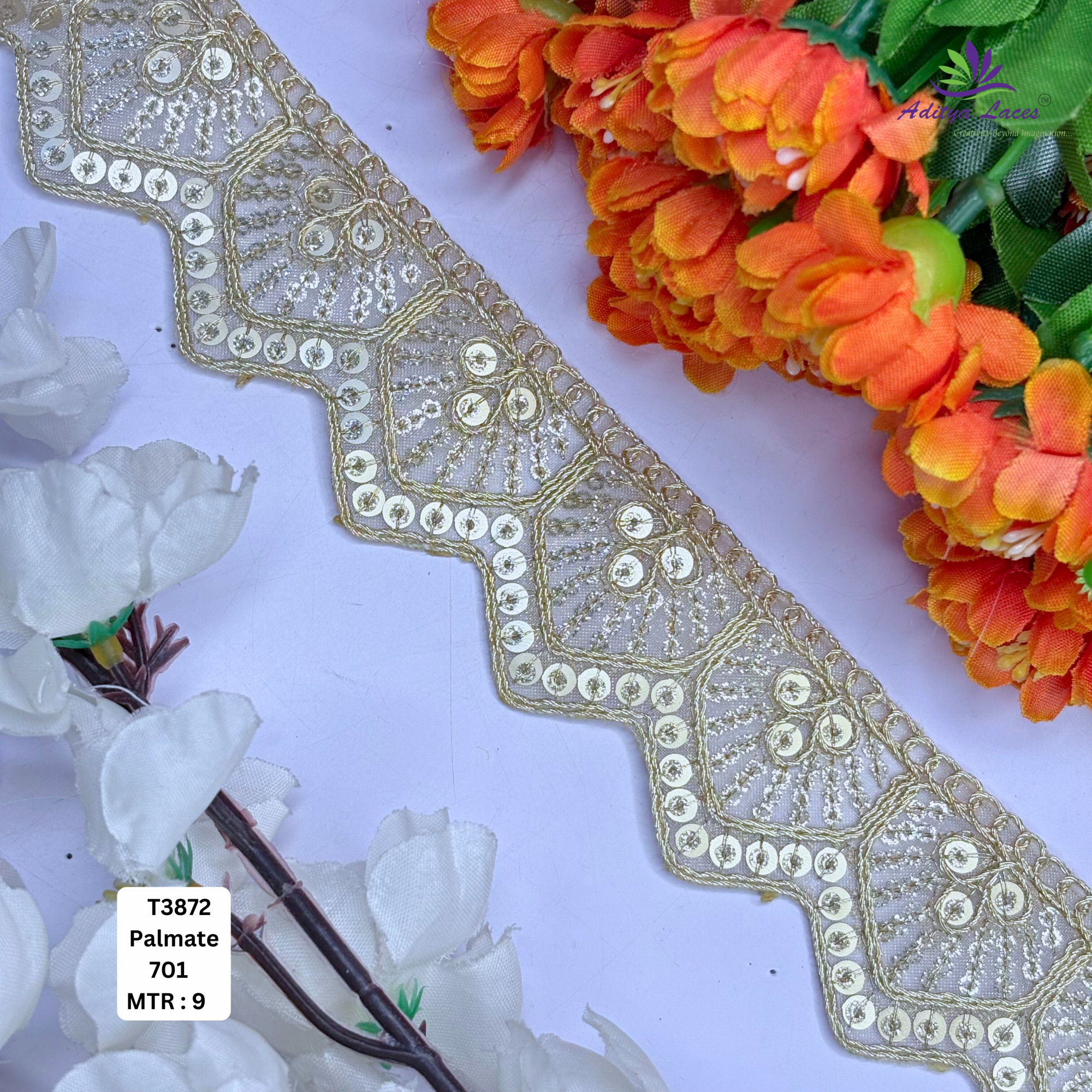 Royal Tissue Lace Border with Sequins Work for Saree Bridal Wear