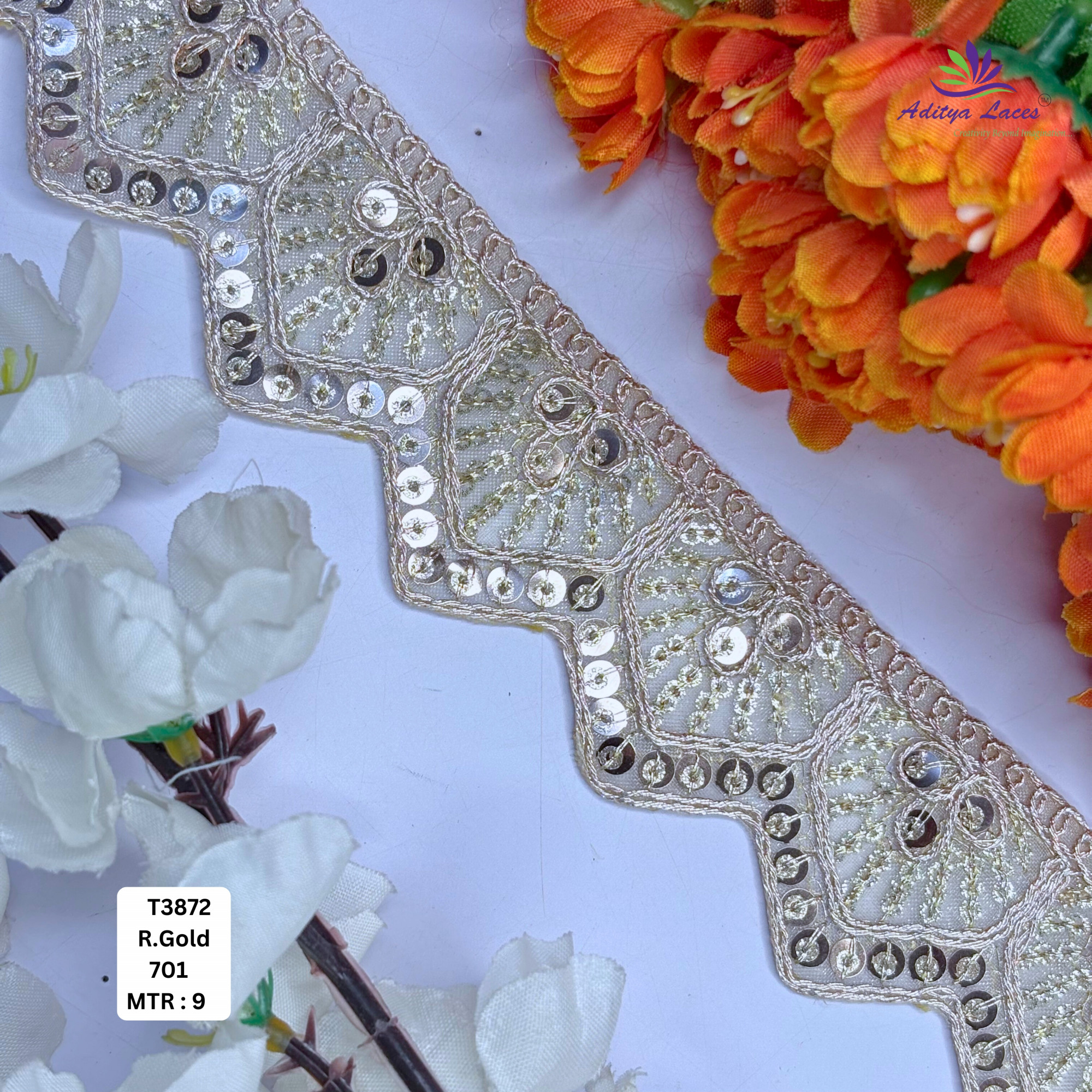 Royal Tissue Lace Border with Sequins Work for Saree Bridal Wear
