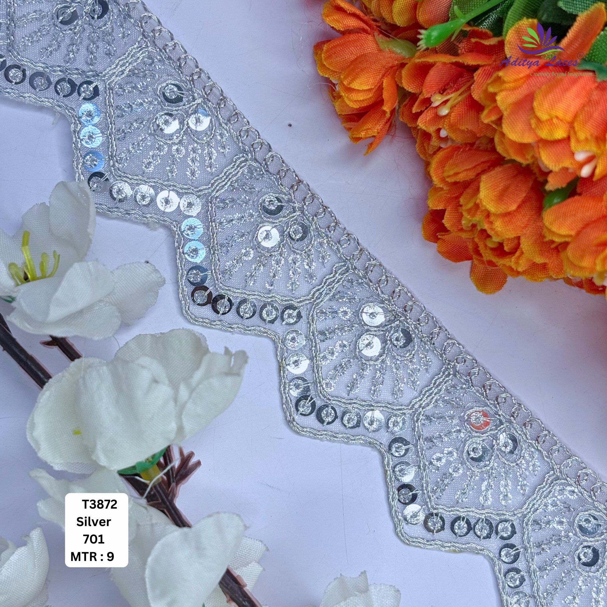Royal Tissue Lace Border with Sequins Work for Saree Bridal Wear