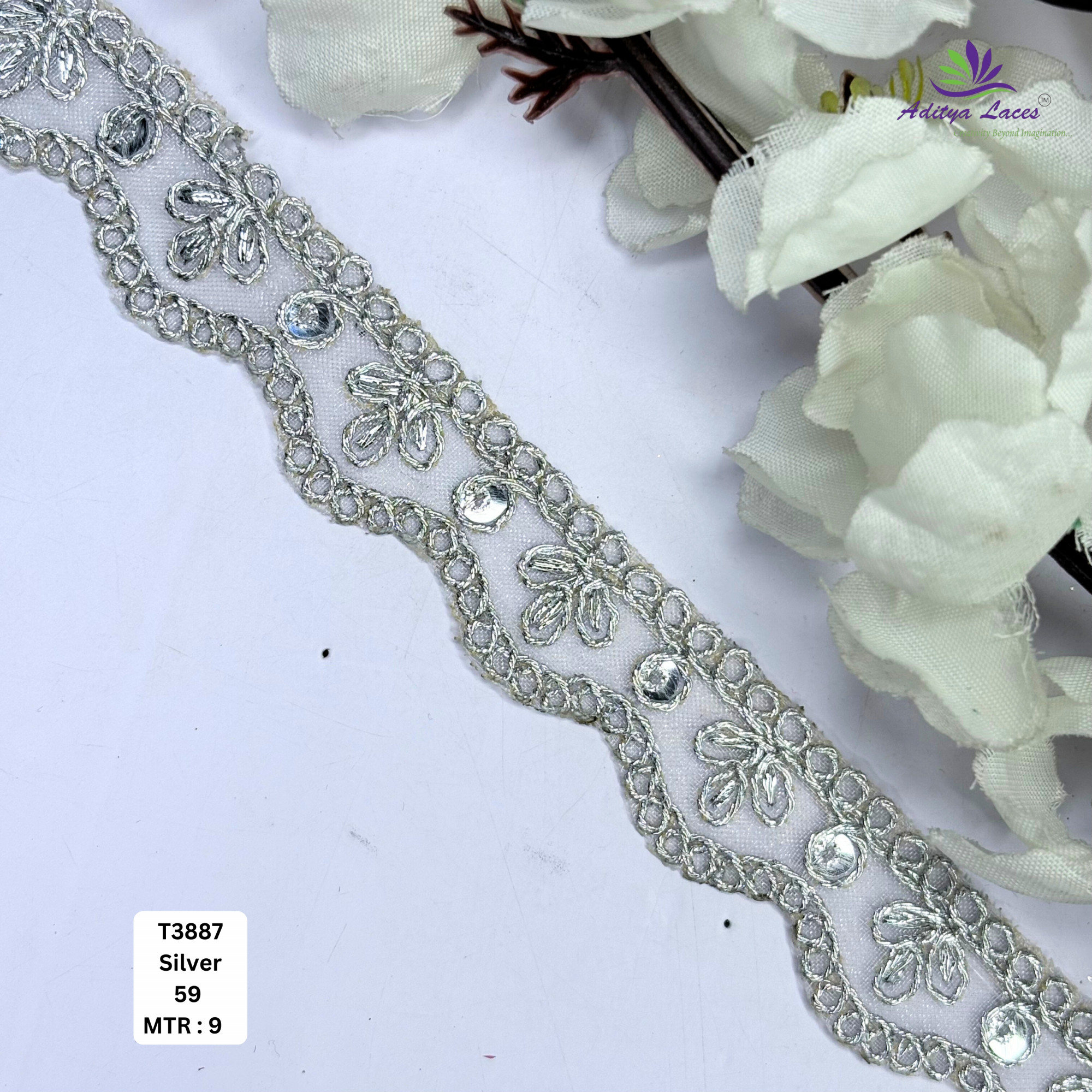 Royal Tissue Lace Border with Sequins Work for Saree Bridal Wear