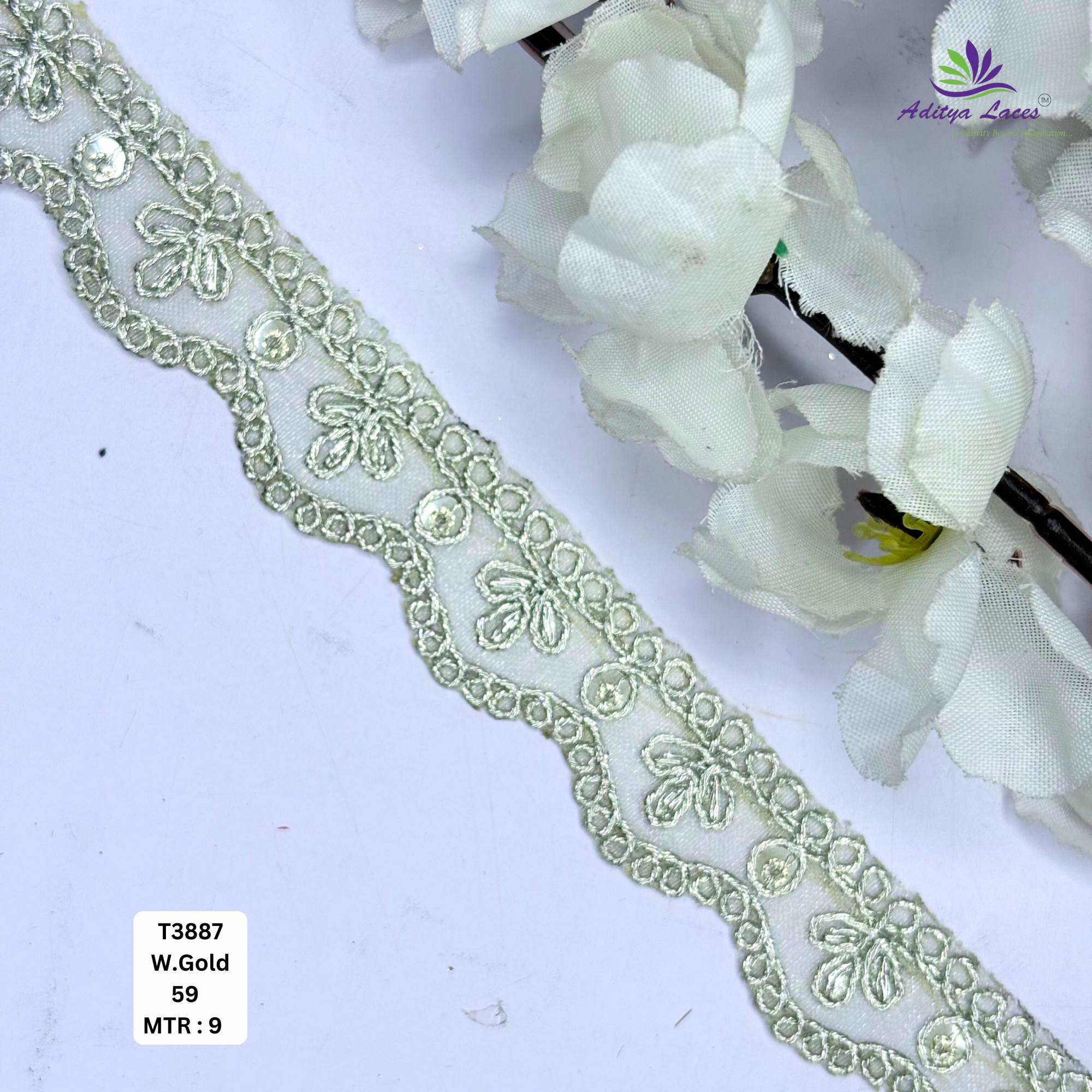 Royal Tissue Lace Border with Sequins Work for Saree Bridal Wear