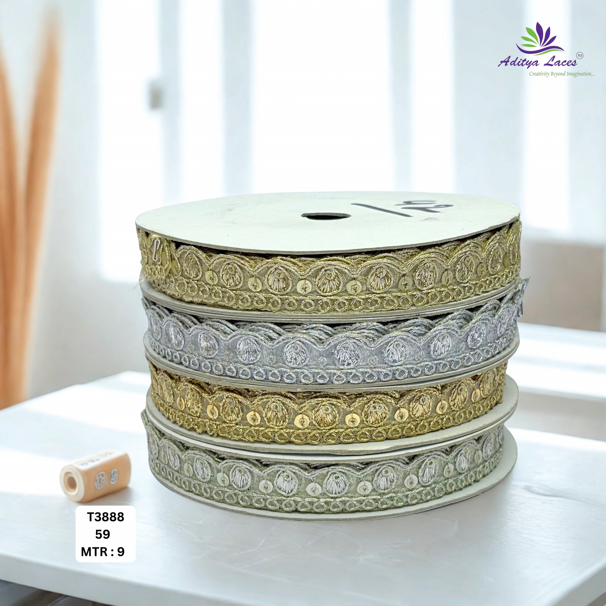 Luxury Tissue Lace Border with Sequins Work for Saree Bridal Wear