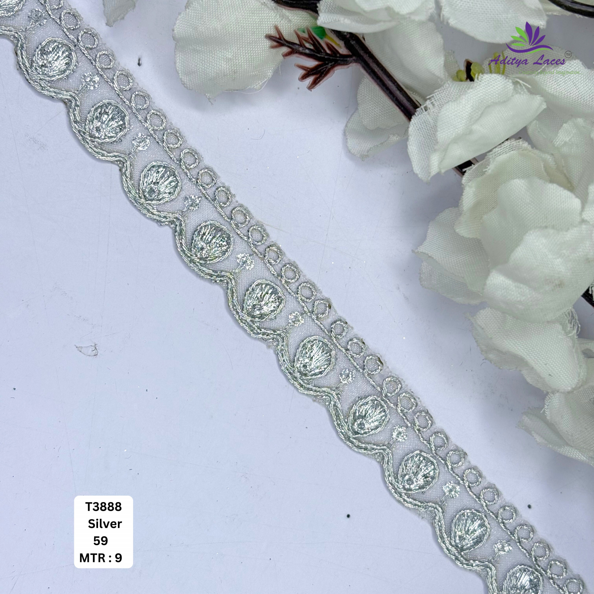 Luxury Tissue Lace Border with Sequins Work for Saree Bridal Wear
