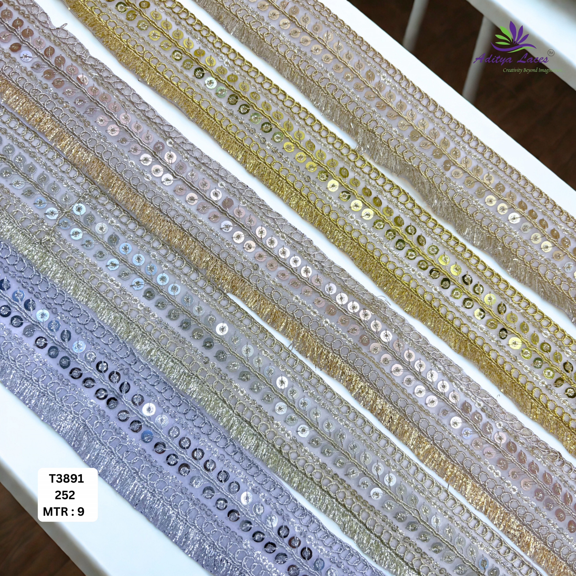 Designer Tissue Lace Border with Sequins Work for Saree Bridal Wear