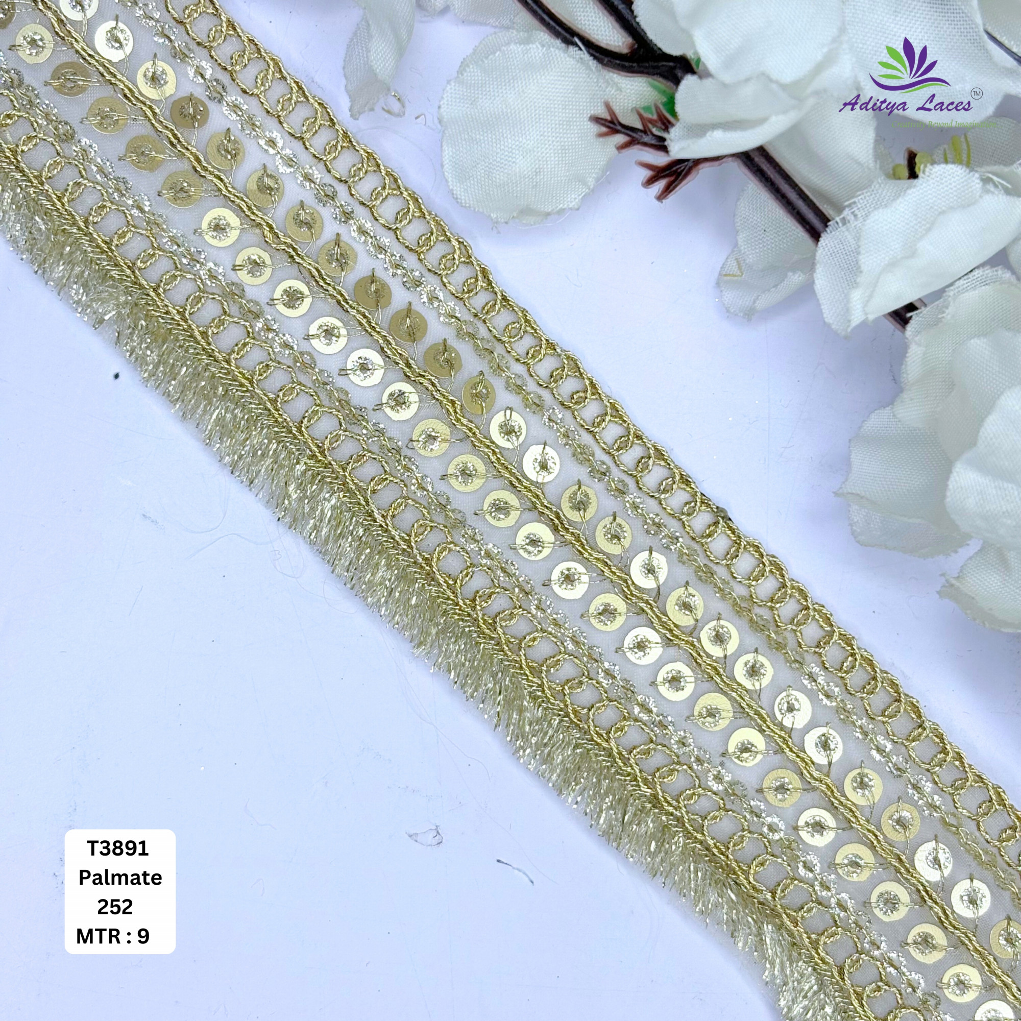 Designer Tissue Lace Border with Sequins Work for Saree Bridal Wear