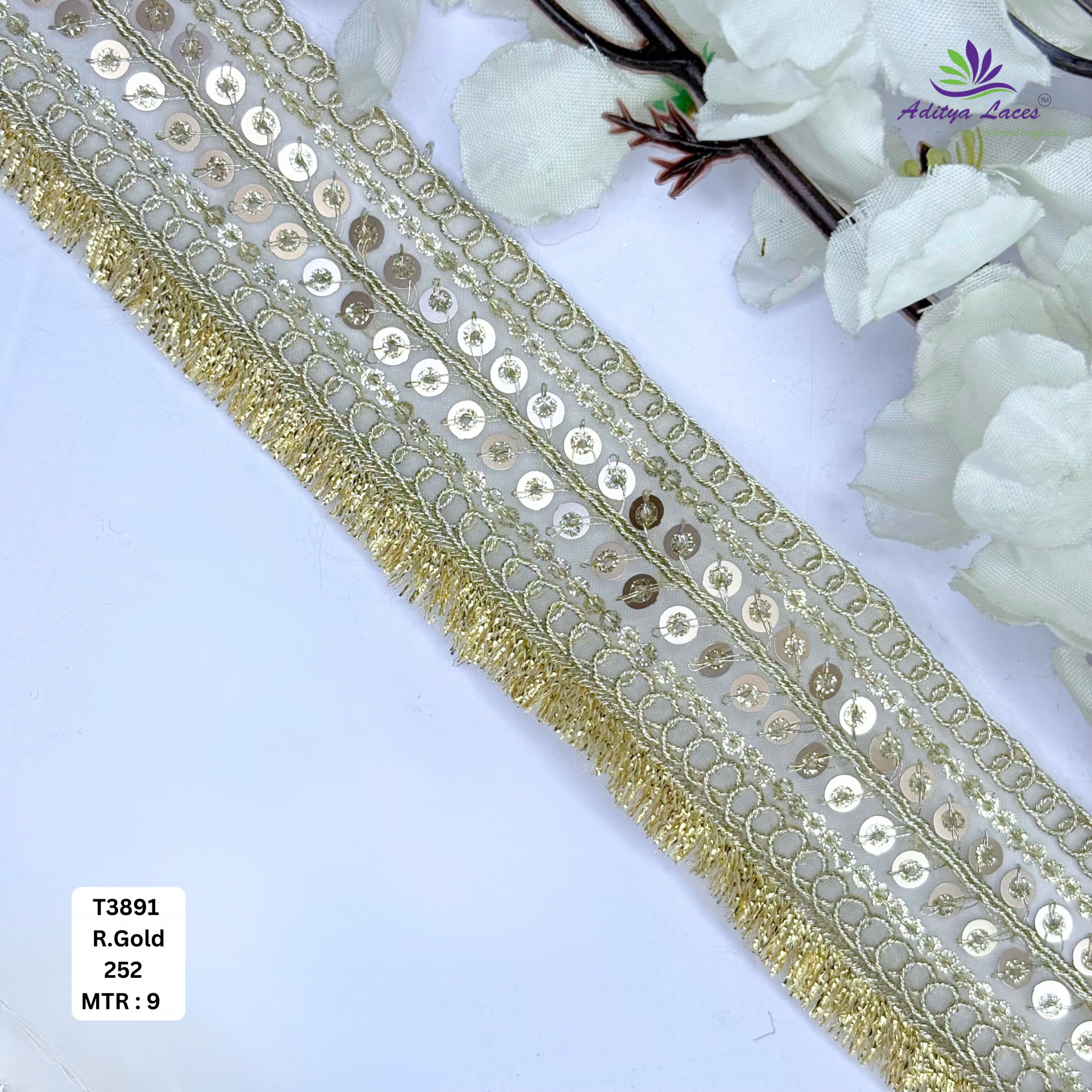 Designer Tissue Lace Border with Sequins Work for Saree Bridal Wear