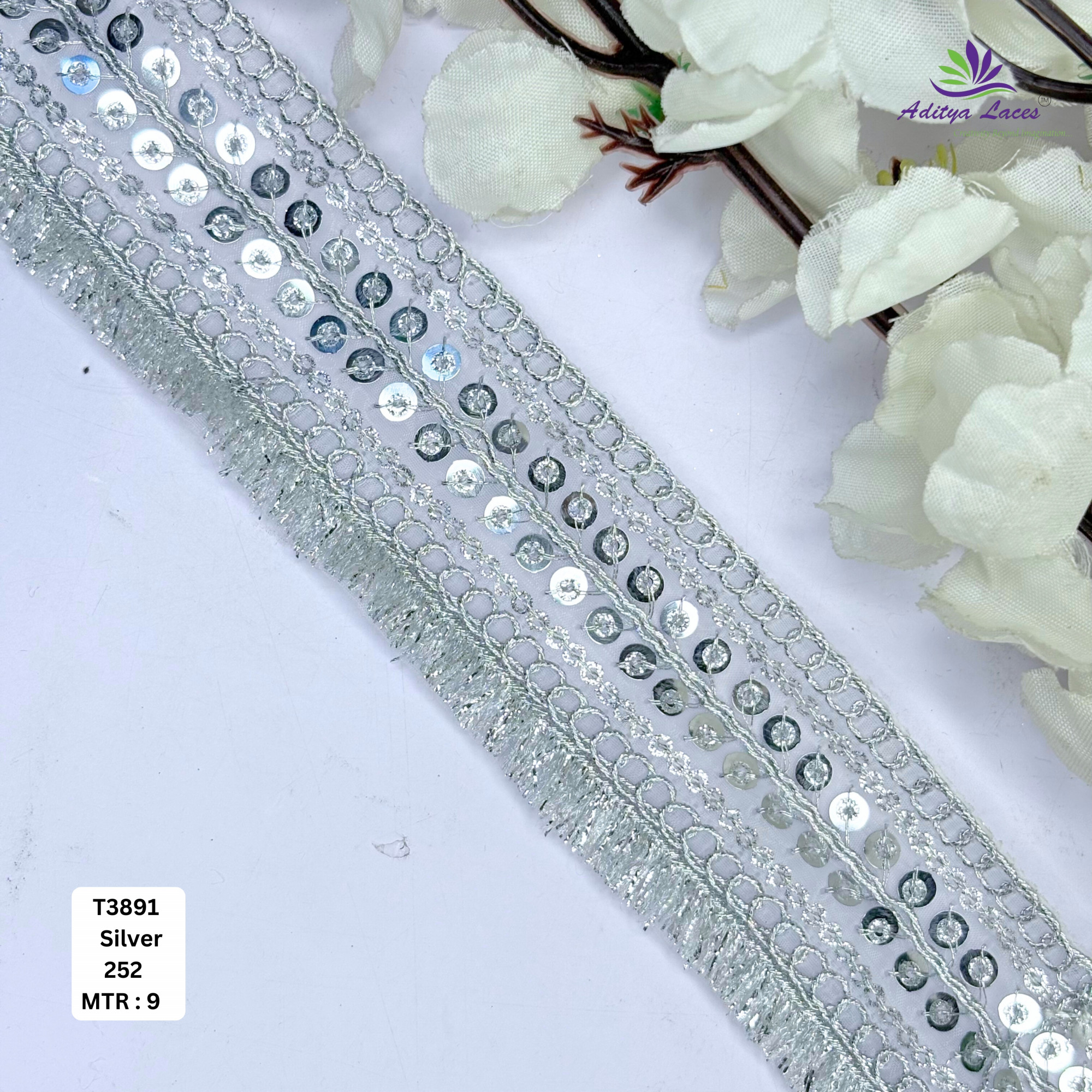 Designer Tissue Lace Border with Sequins Work for Saree Bridal Wear