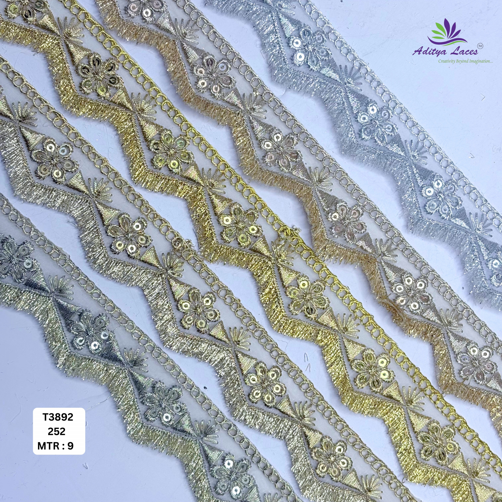 Designer Tissue Lace Border with Sequins Work for Saree Bridal Wear