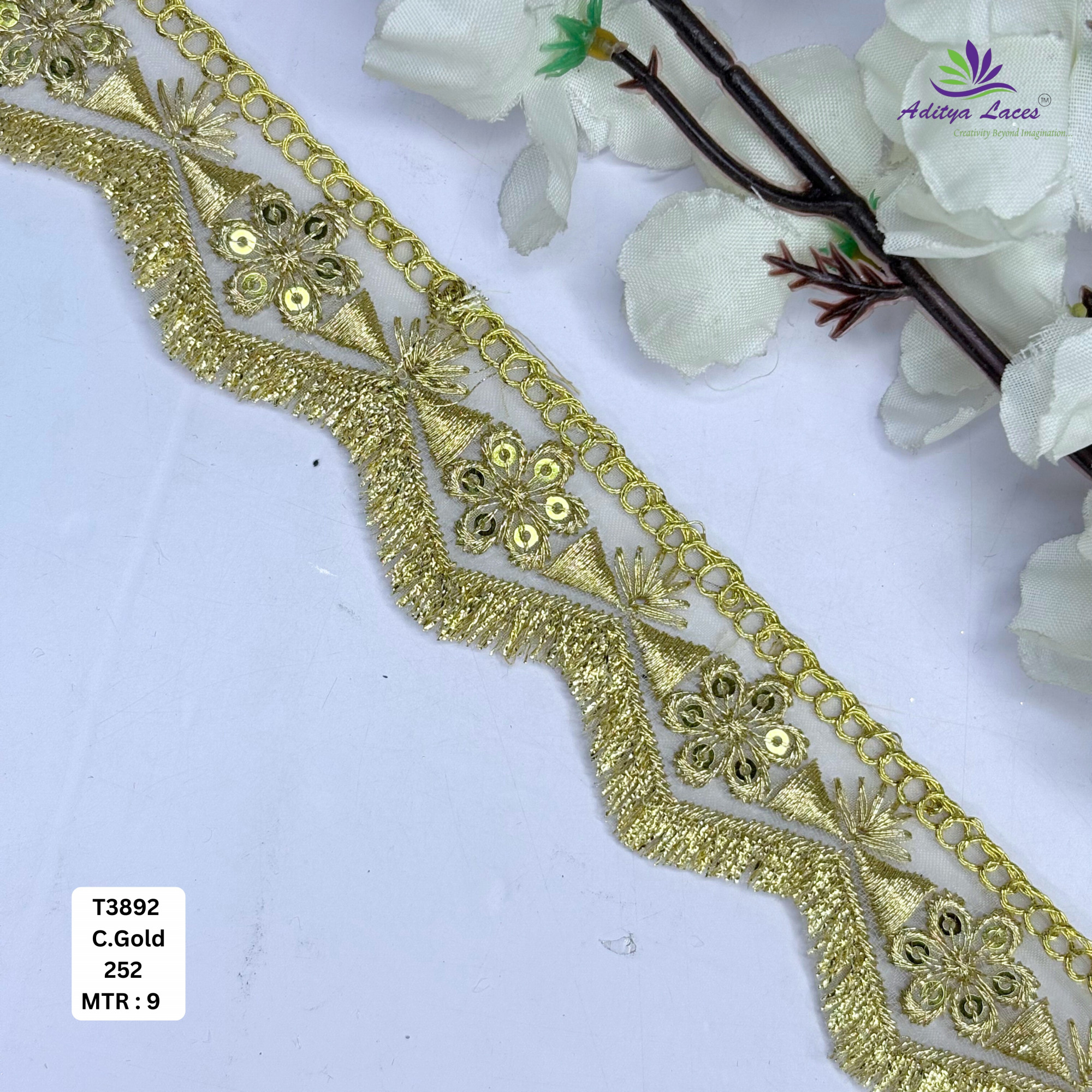 Designer Tissue Lace Border with Sequins Work for Saree Bridal Wear