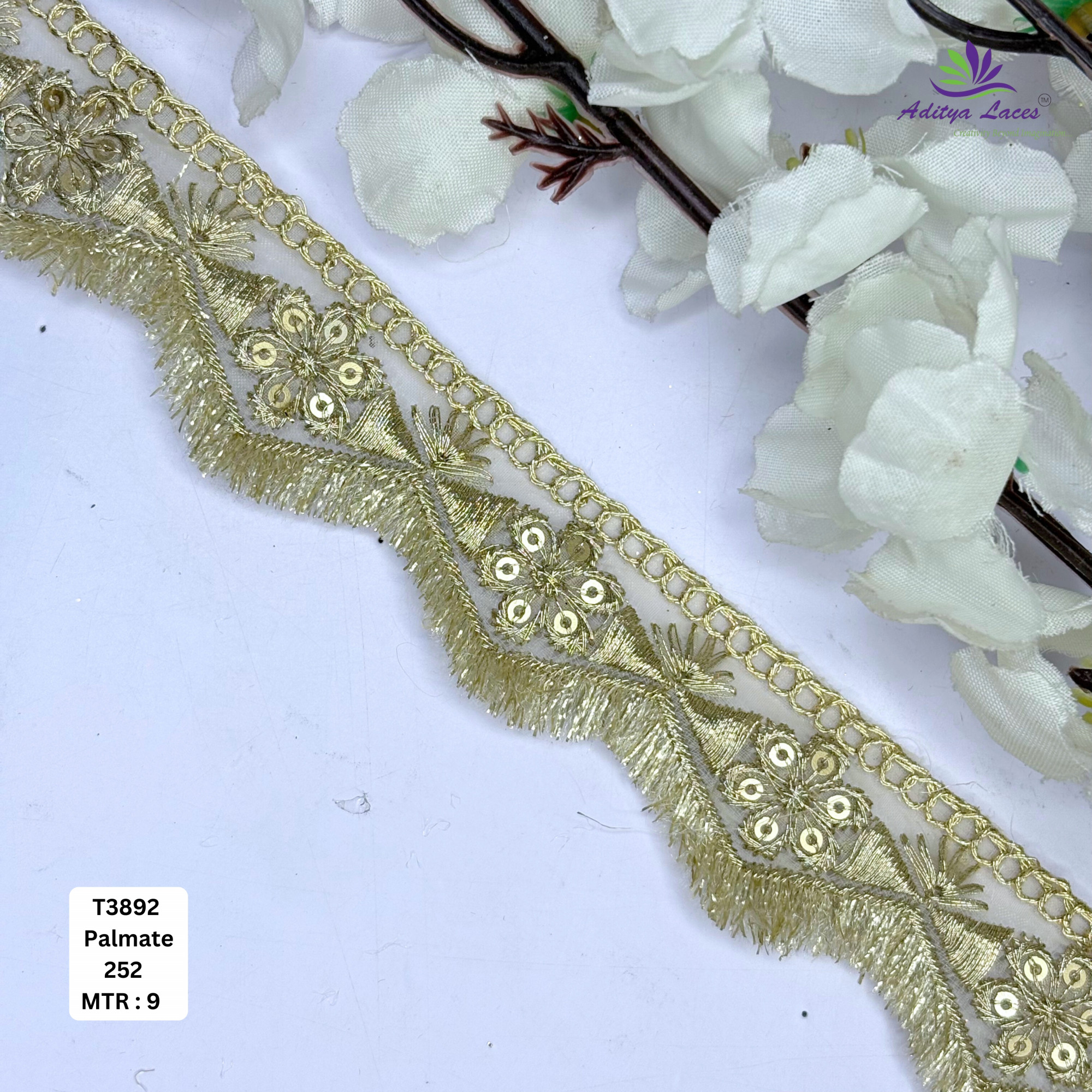 Designer Tissue Lace Border with Sequins Work for Saree Bridal Wear