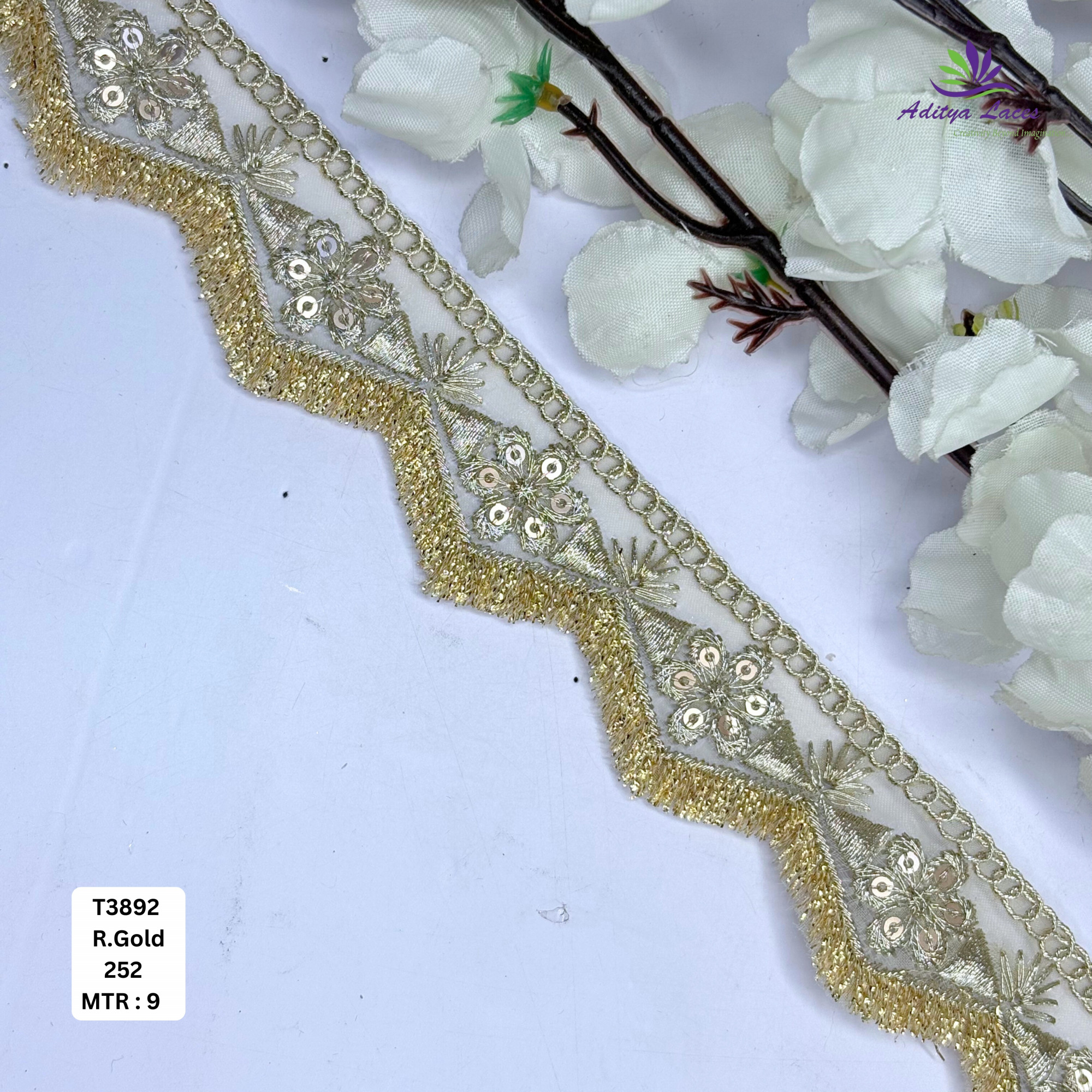 Designer Tissue Lace Border with Sequins Work for Saree Bridal Wear