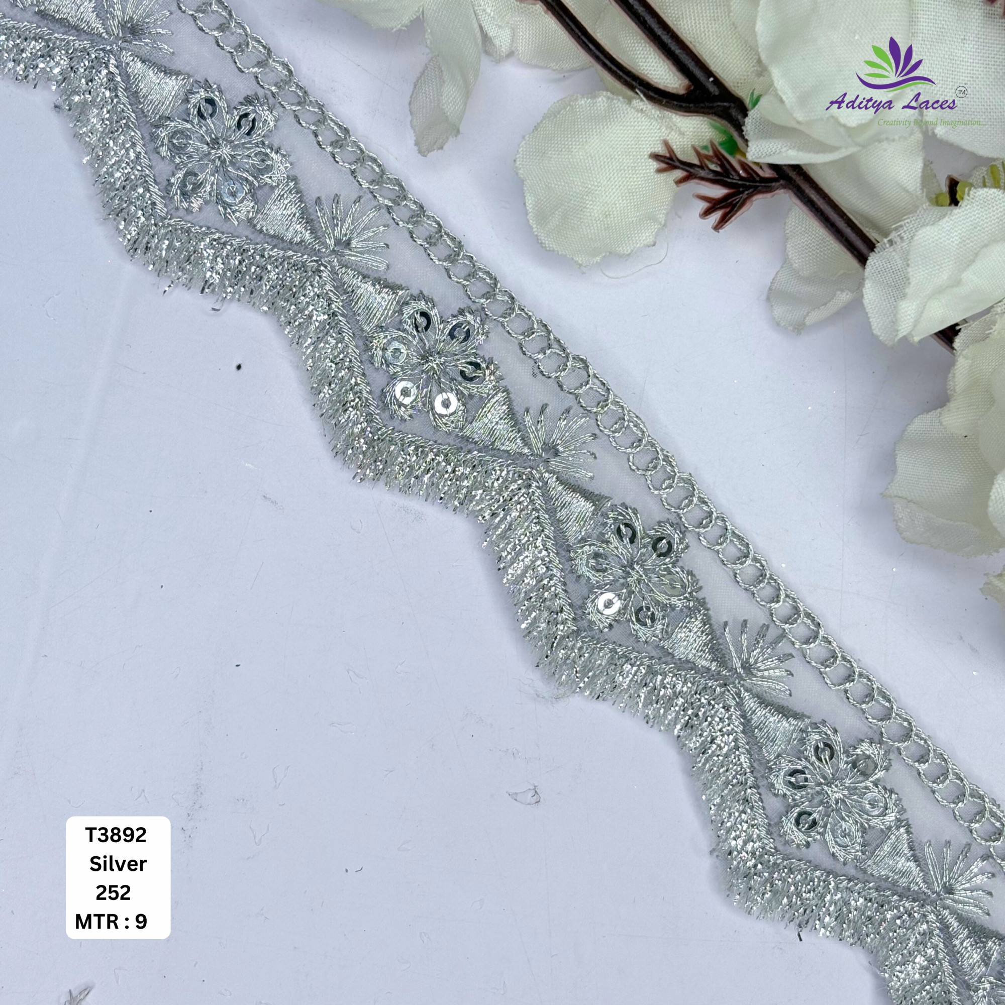 Designer Tissue Lace Border with Sequins Work for Saree Bridal Wear